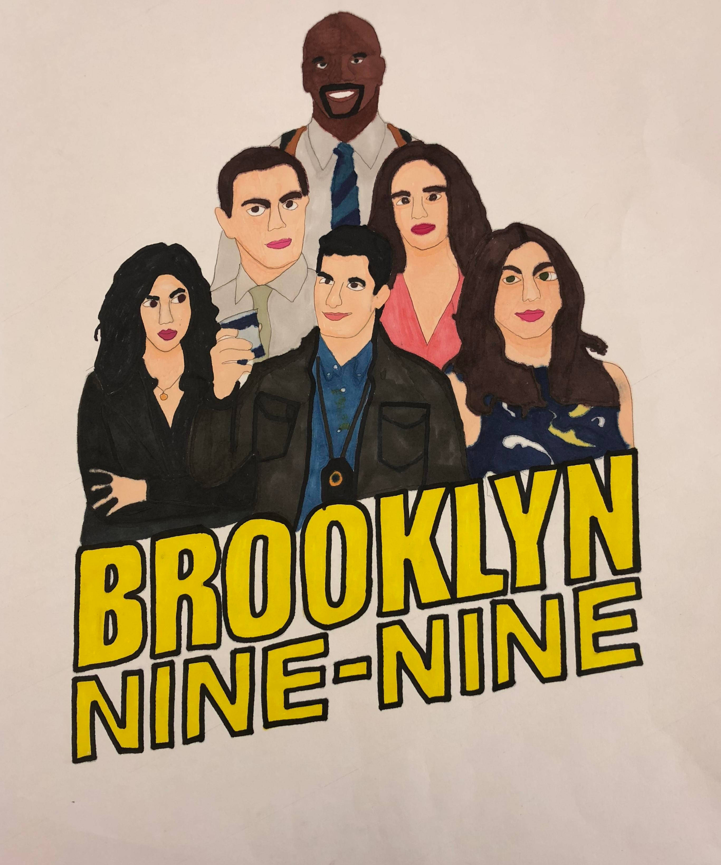 Musteella tehty Mario-taiteilijatyö Brooklyn Nine Nine -sarjasta Taustakuvat