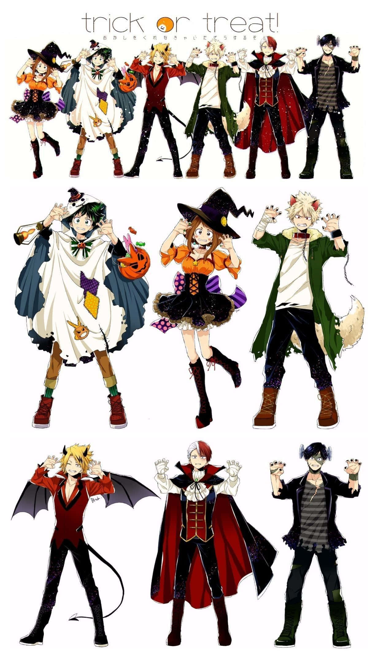 My Hero Academia Halloween-asut karkki tai kepponen -teemaan Taustakuvat
