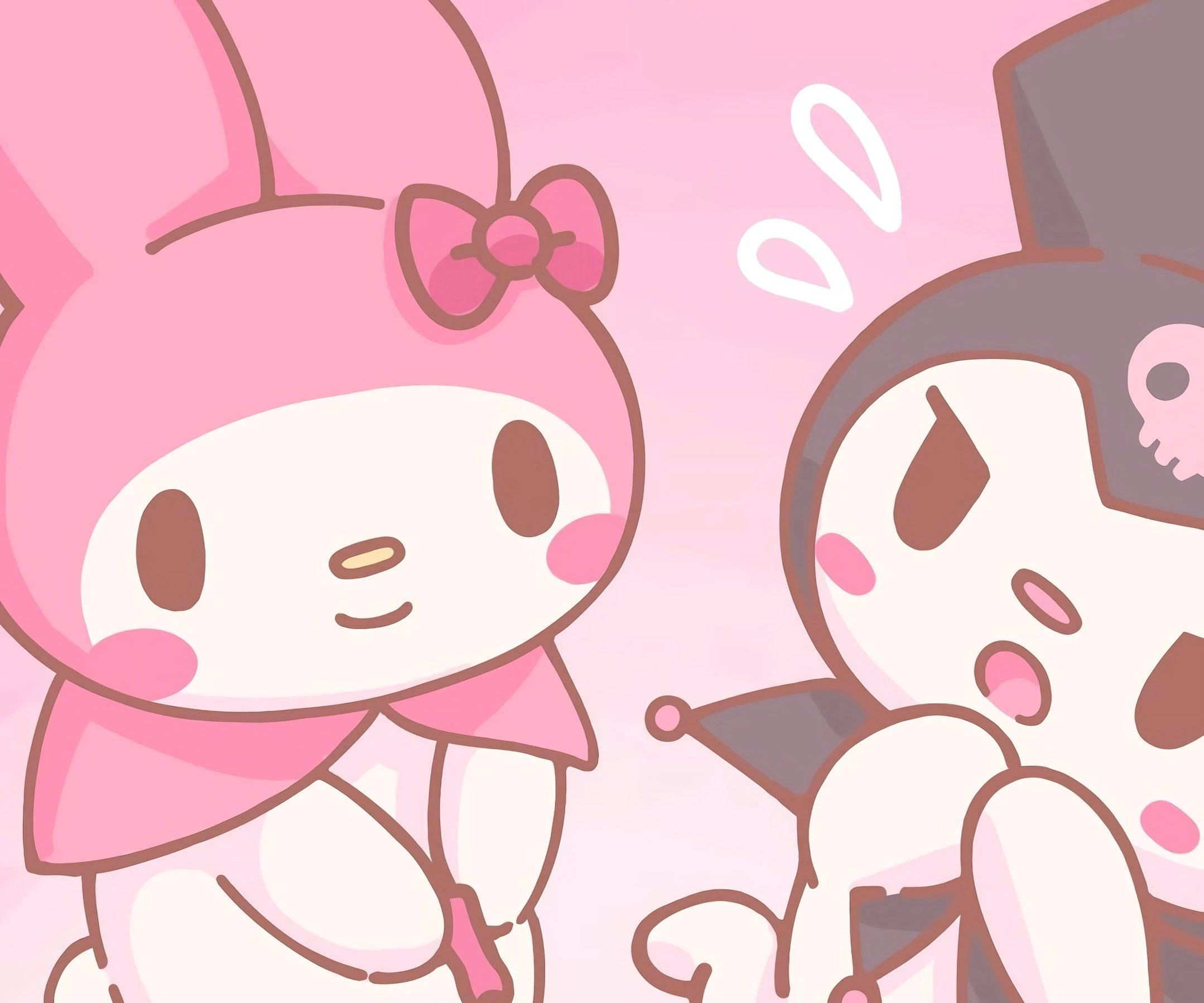 My Melody ja Kuromi vaaleanpunaisella profiilikuvalla Taustakuvat