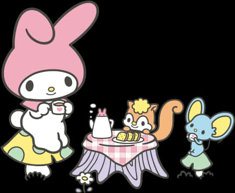 My Melody ja ystävät teekutsut Taustakuvat