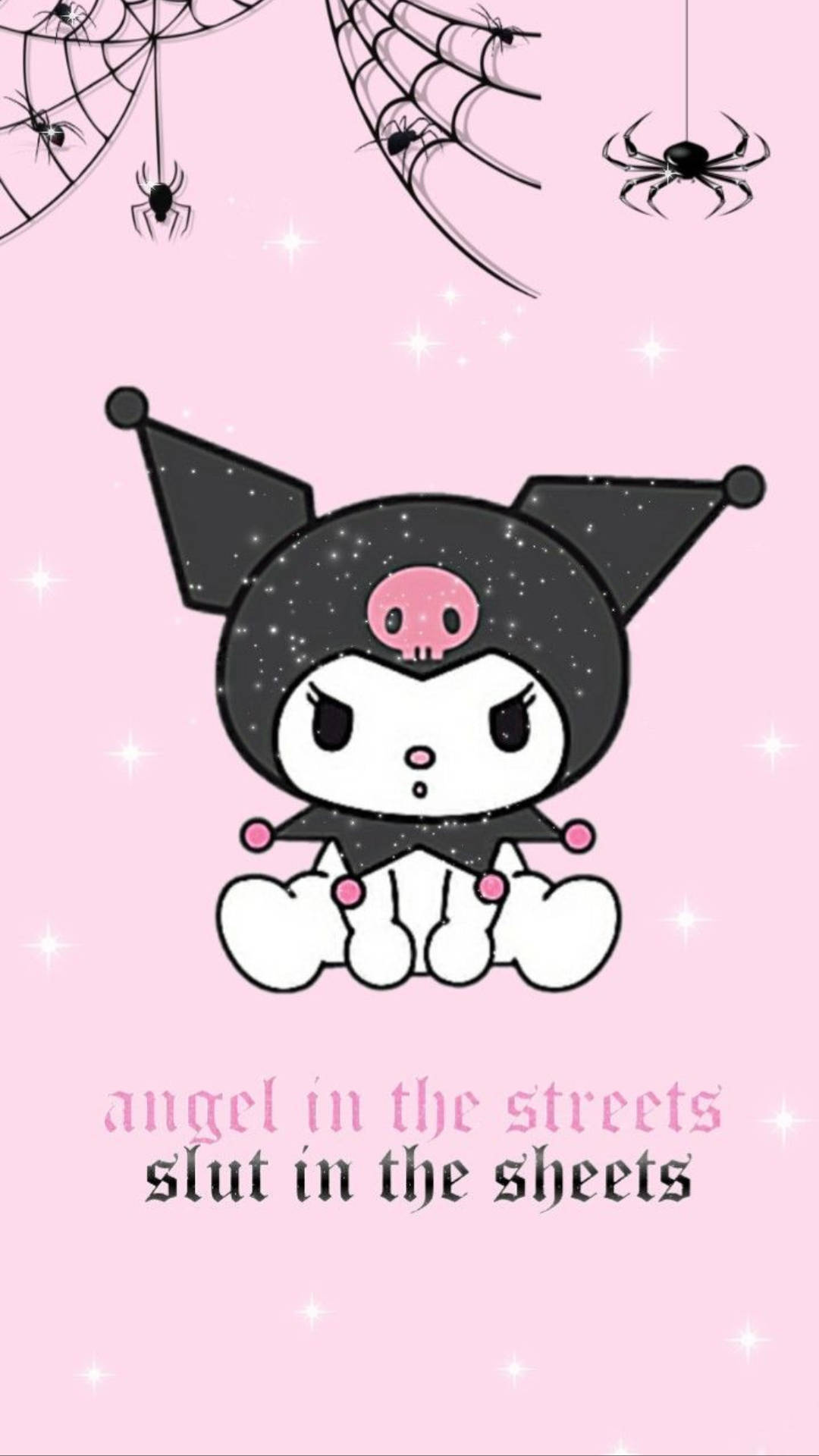 My Melody Kuromi hämähäkkien ja verkkojen kanssa Taustakuvat