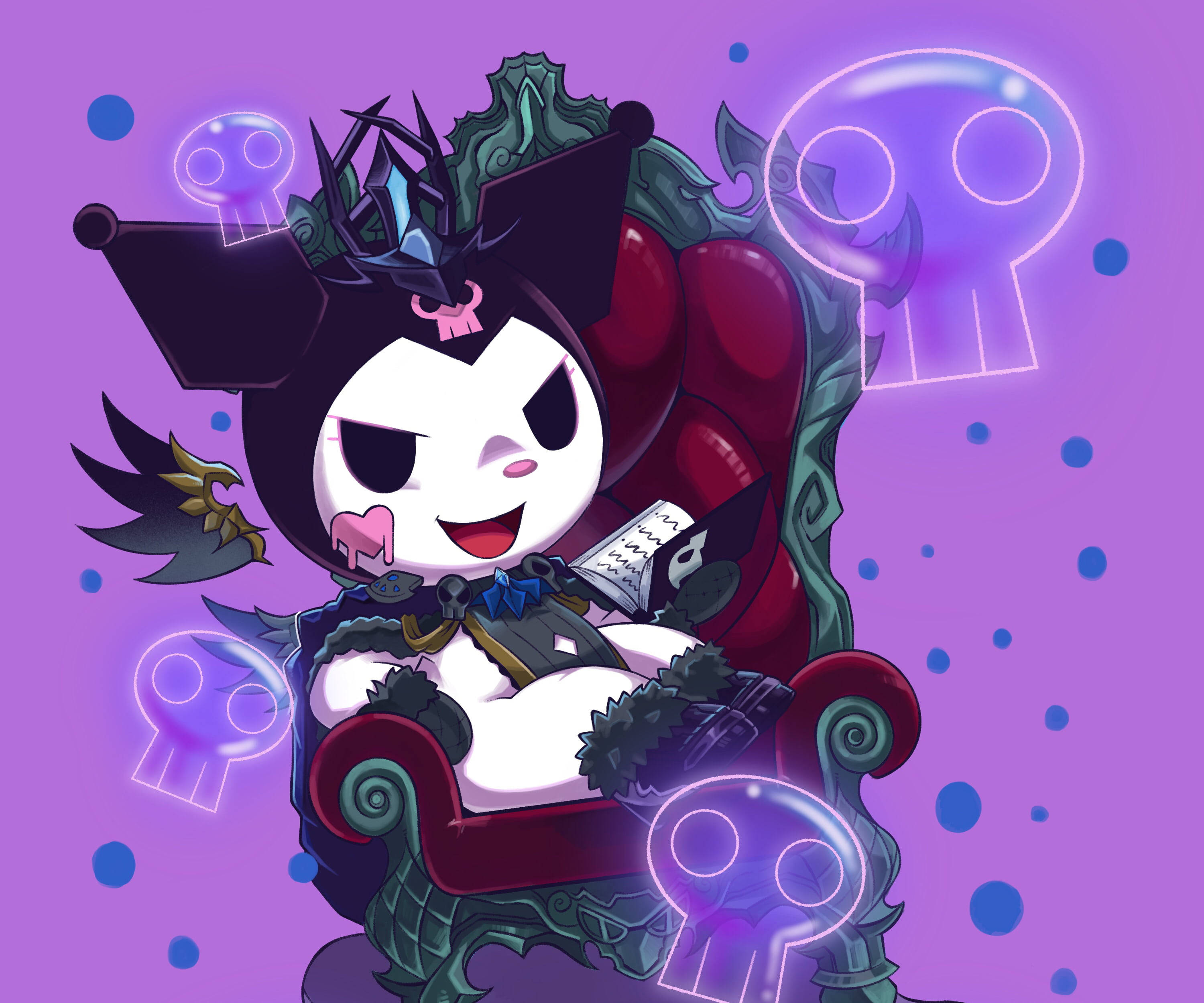 My Melody Kuromi istuu valtaistuimella Taustakuvat