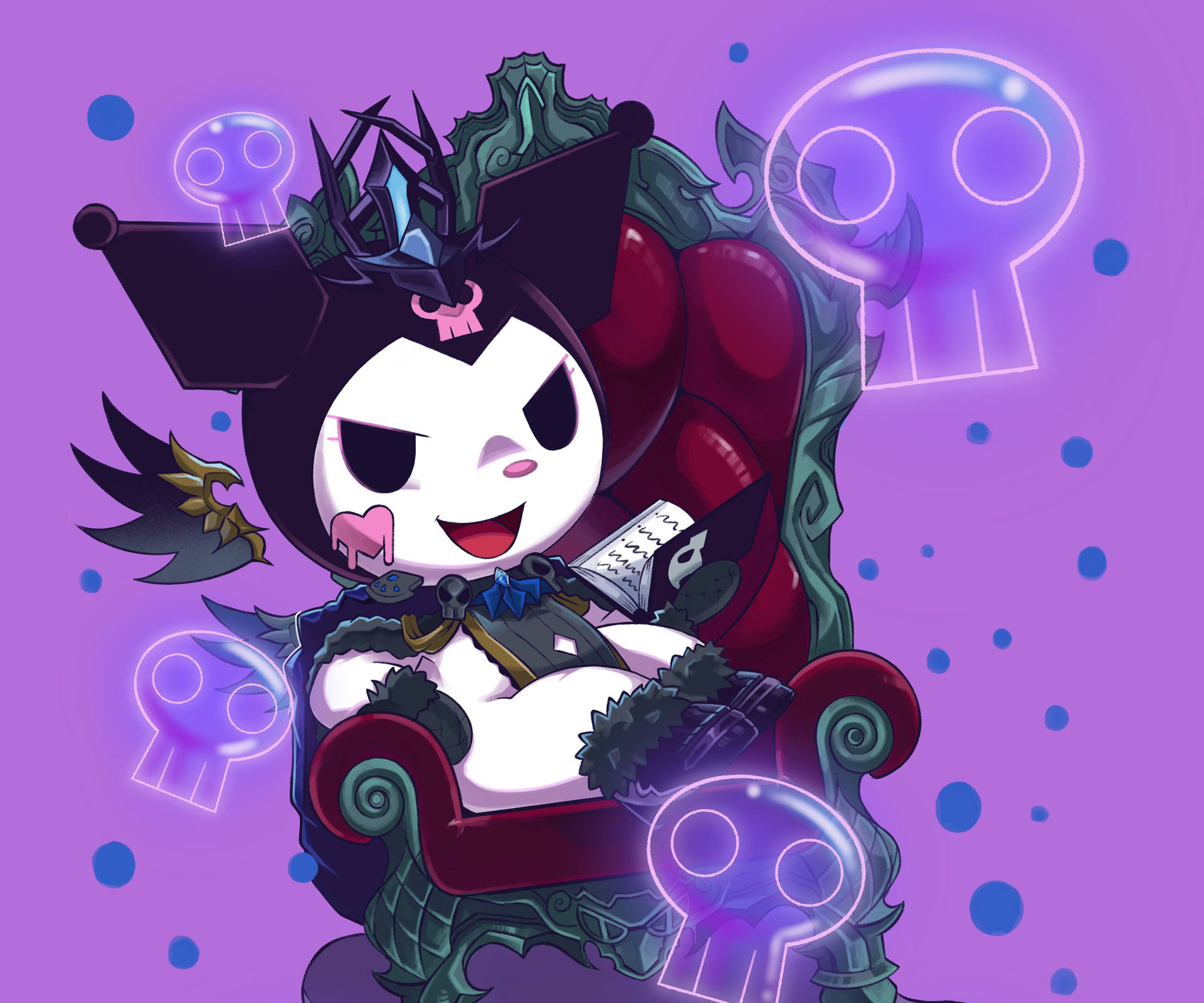 My Melody Kuromi istuu valtaistuimella