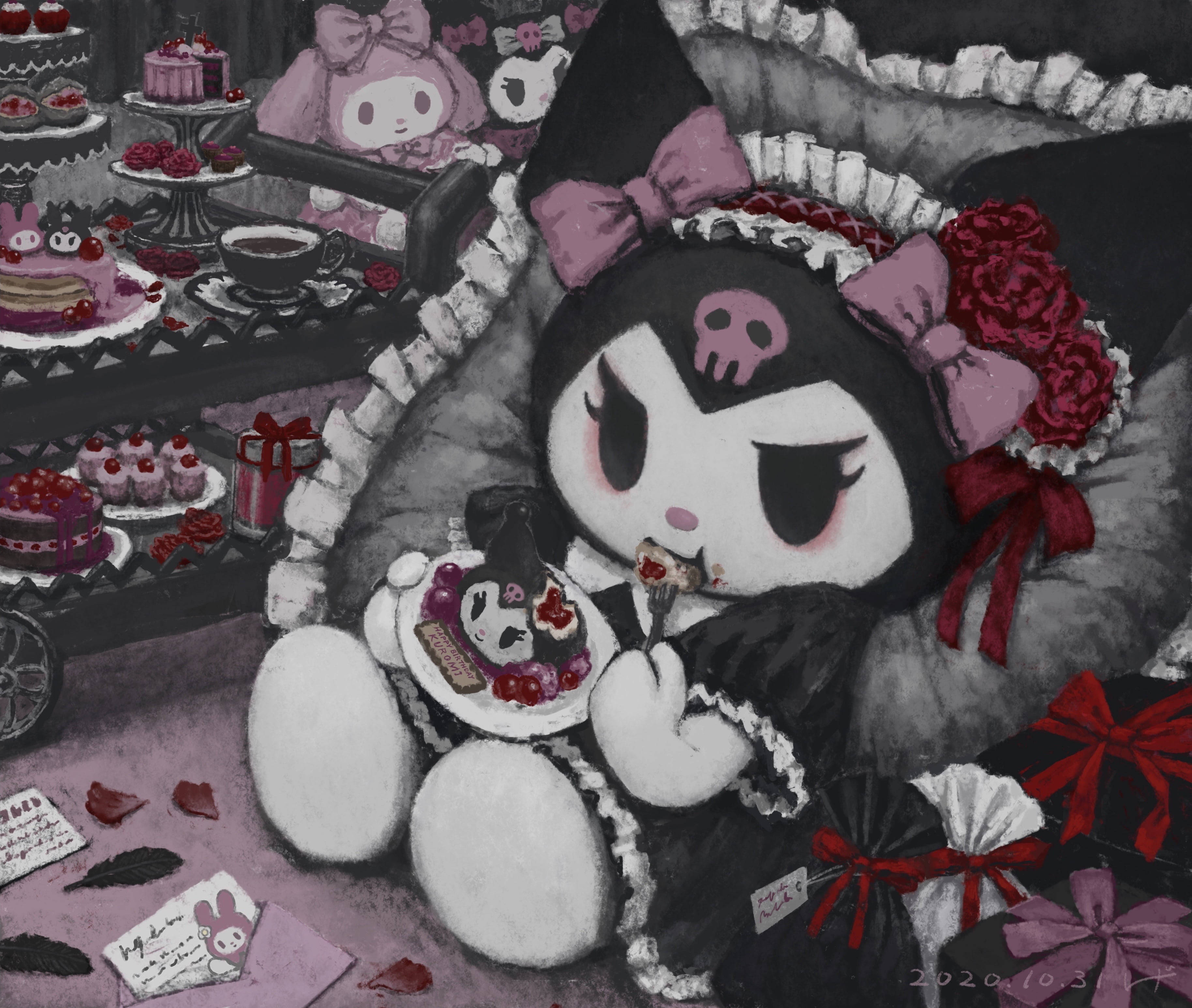My Melody Kuromi suloinen taideteos Taustakuvat