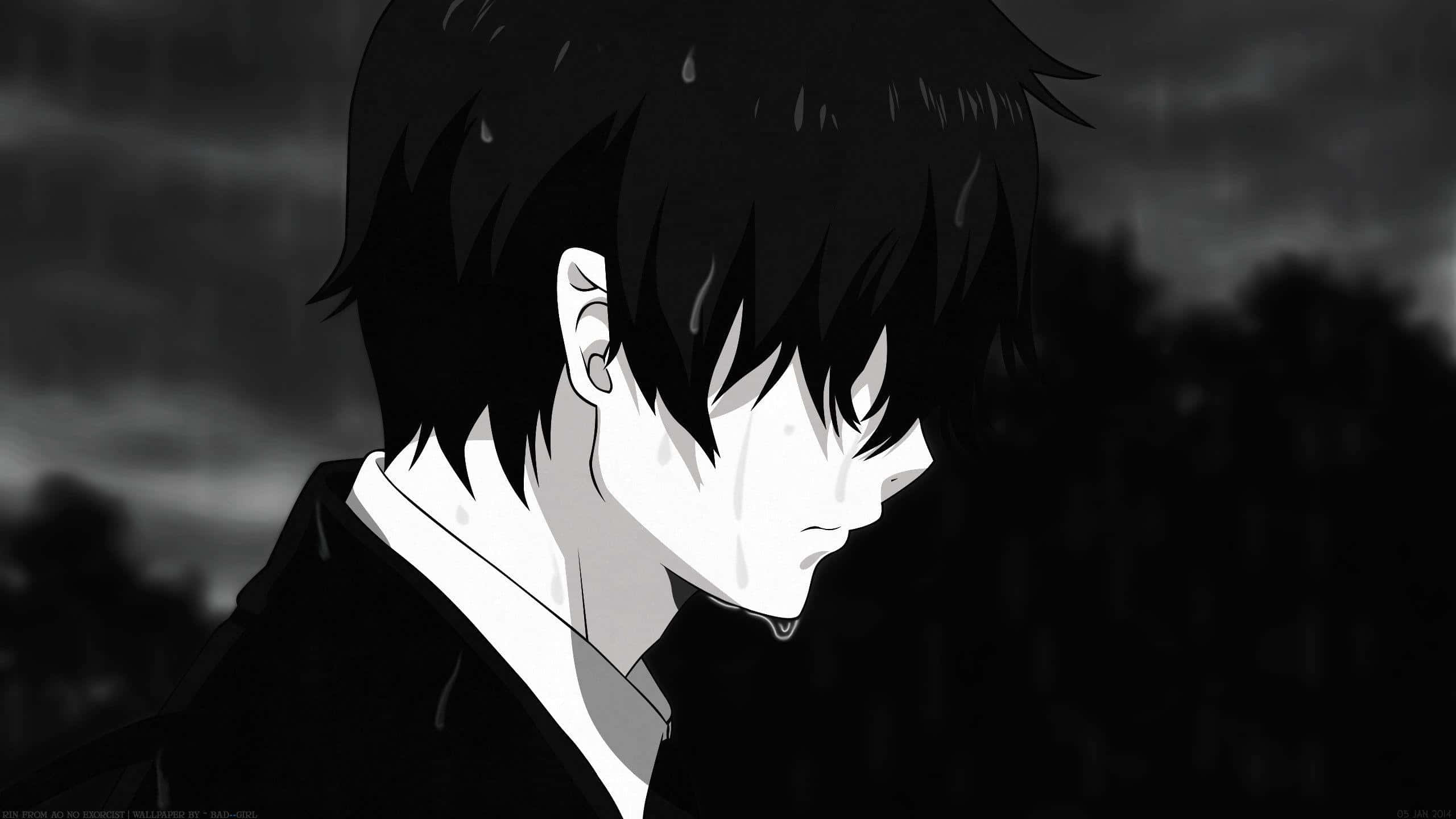 Mysteerinen animehahmo mustavalkoisena Taustakuvat