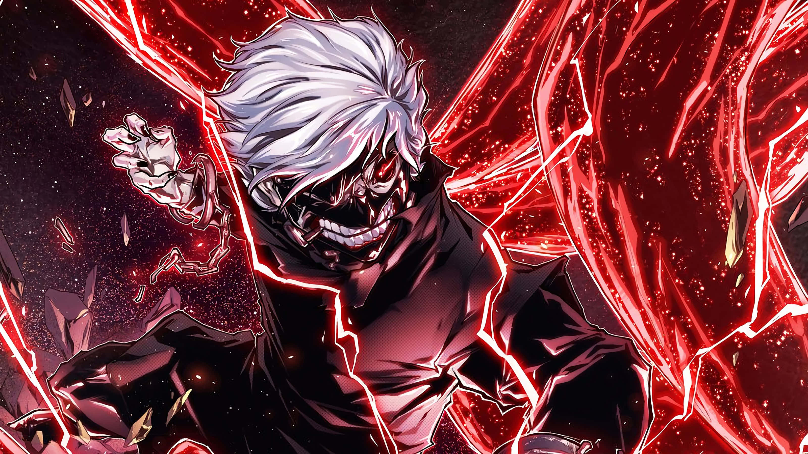 Naamio Poika Kaneki Anime Taide Punainen Energia Taustakuvat