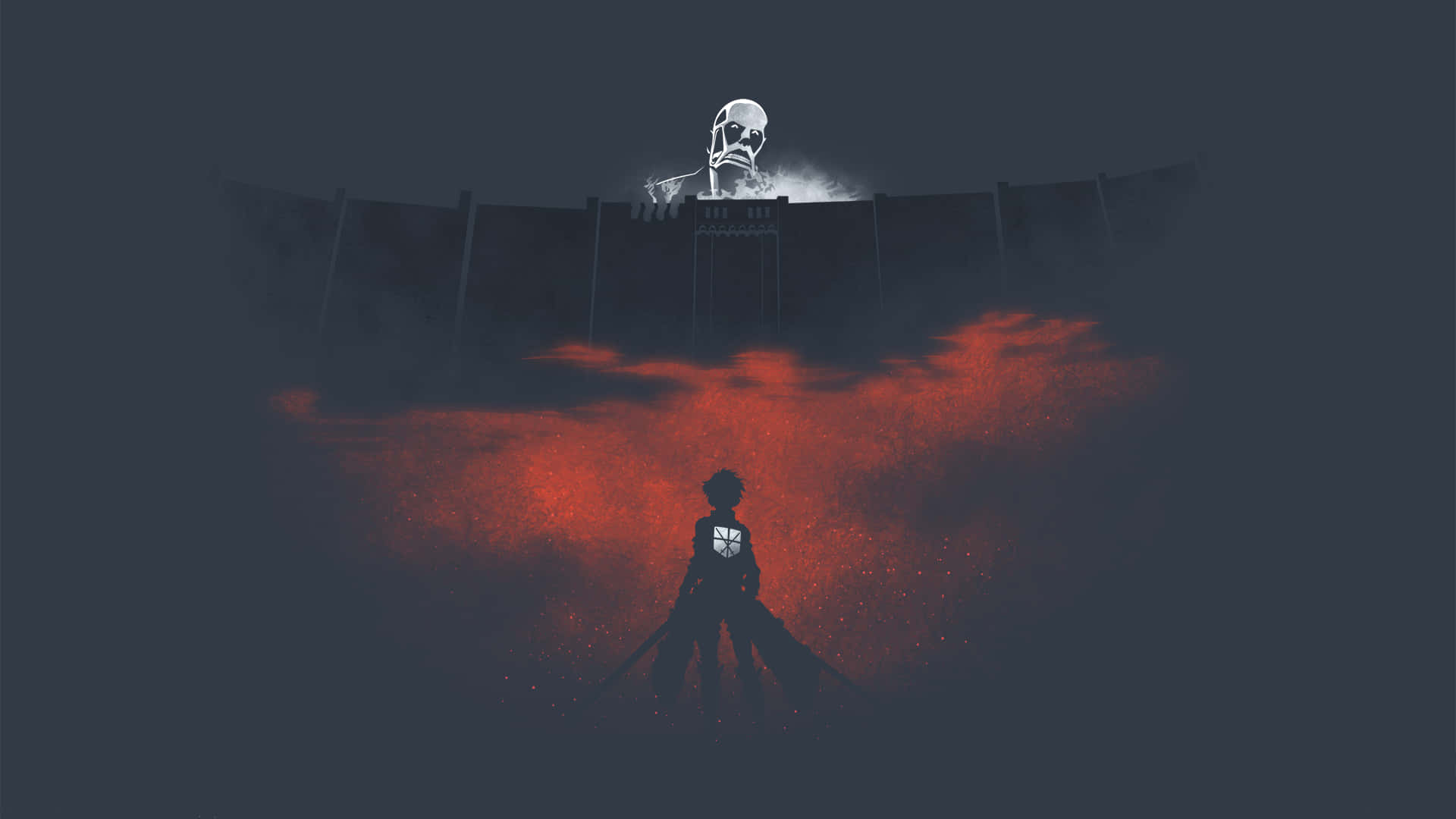 Naispuolinen hahmo Attack on Titan -sarjasta seisoo pimeässä, uhkaavassa metsässä Taustakuvat