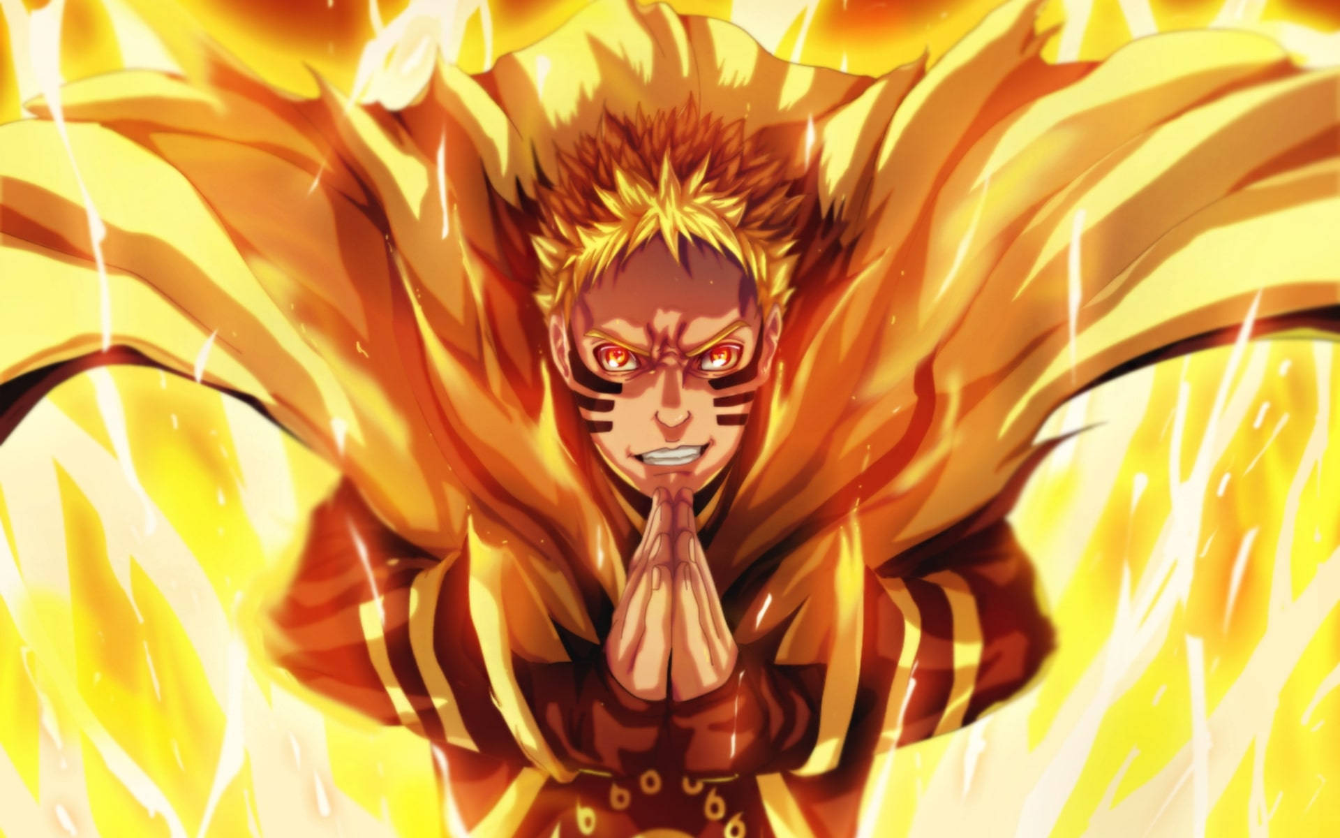 Naruto Baryon-tila Keltaiset Liekit Taustakuvat