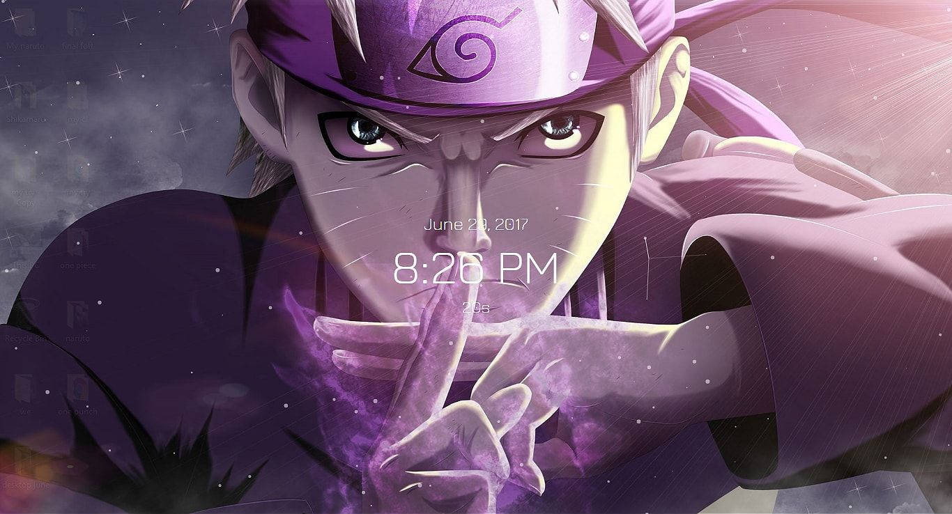 Naruto elävä violetti estetiikka digitaalikello Taustakuvat