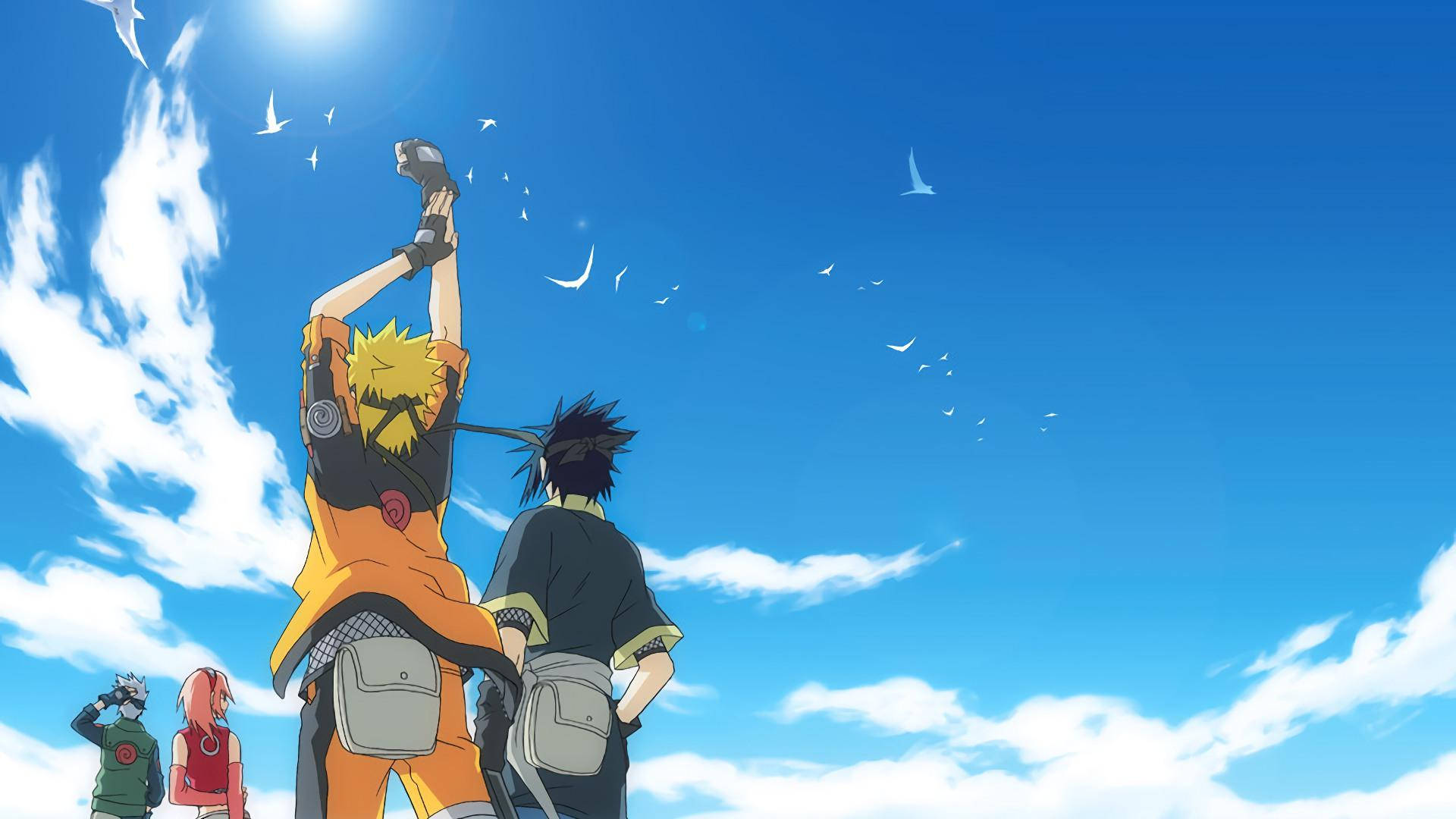 Naruto-hahmot sinisellä taivaalla Taustakuvat