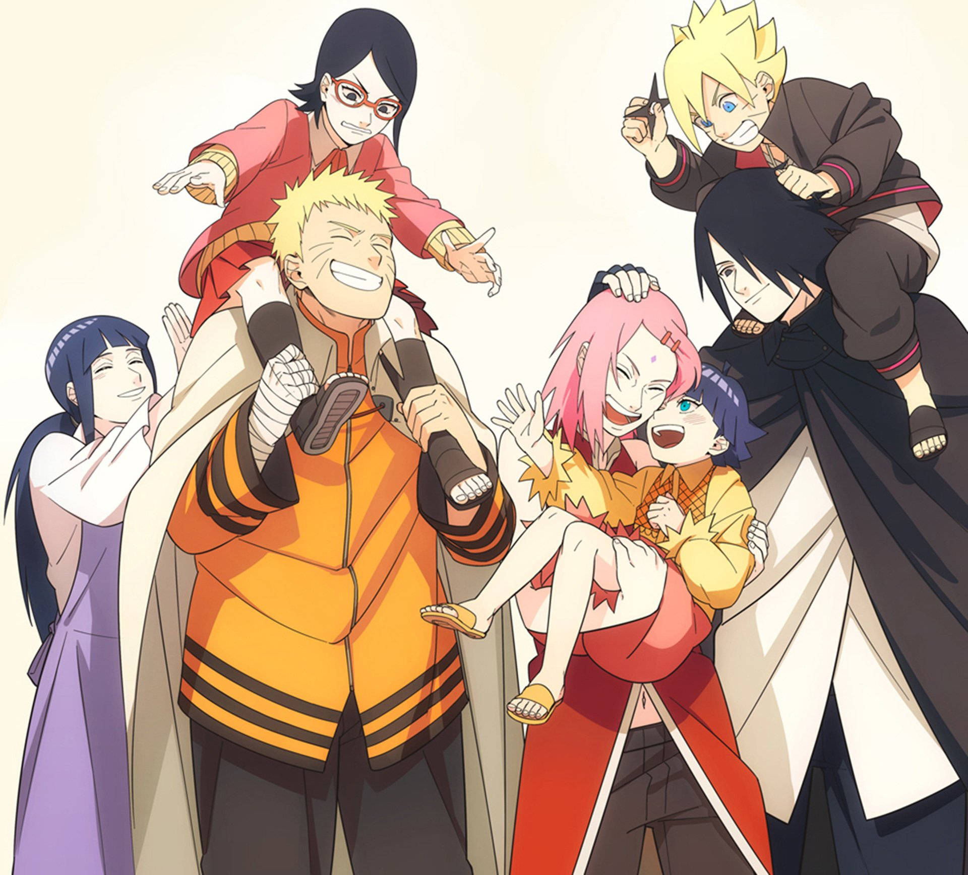 Naruto ja Hinata Sakuran ja Sasunken kanssa Taustakuvat