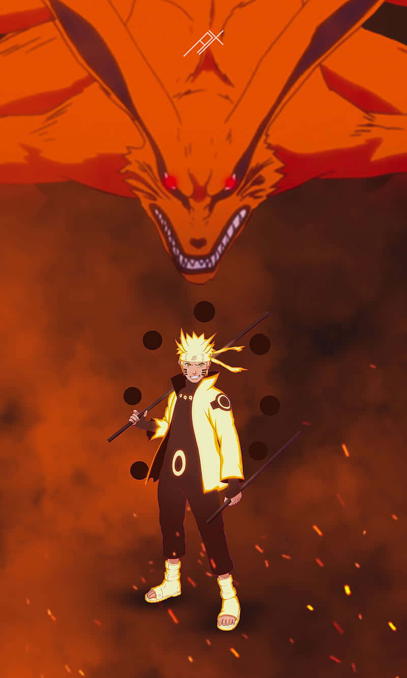 Naruto ja Kurama oranssi anime Taustakuvat