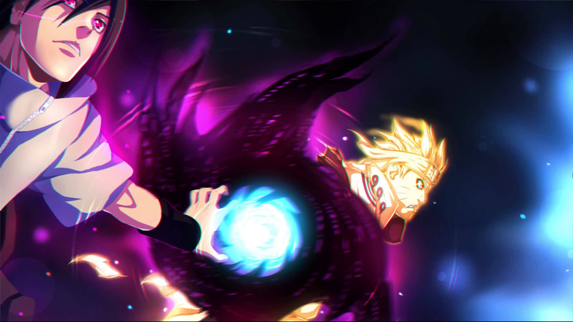 Naruto ja Sasuke Amaterasu Rasen Shuriken Taustakuvat