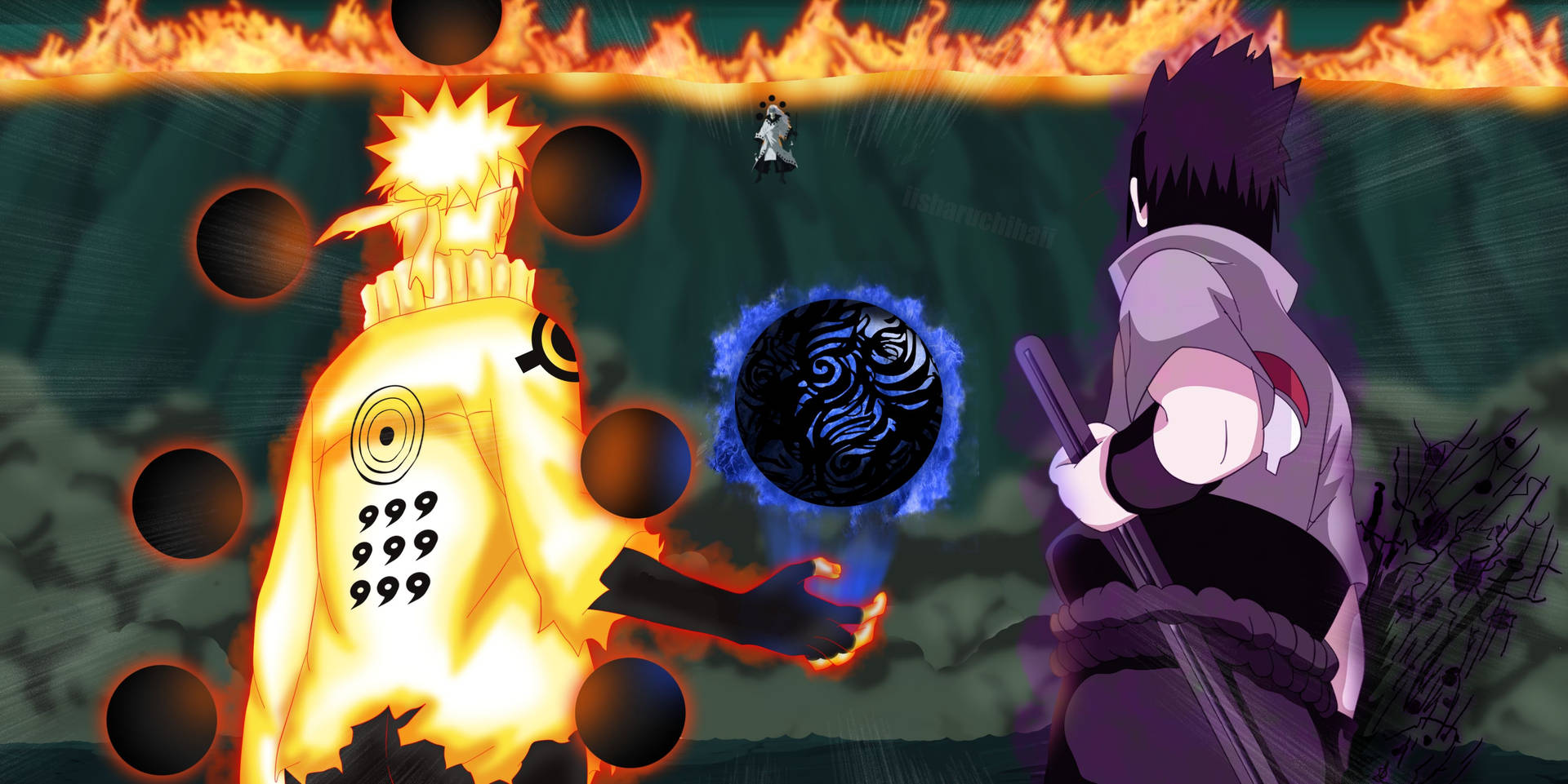 Hohtava Naruto ja Sasuke -taustakuva.