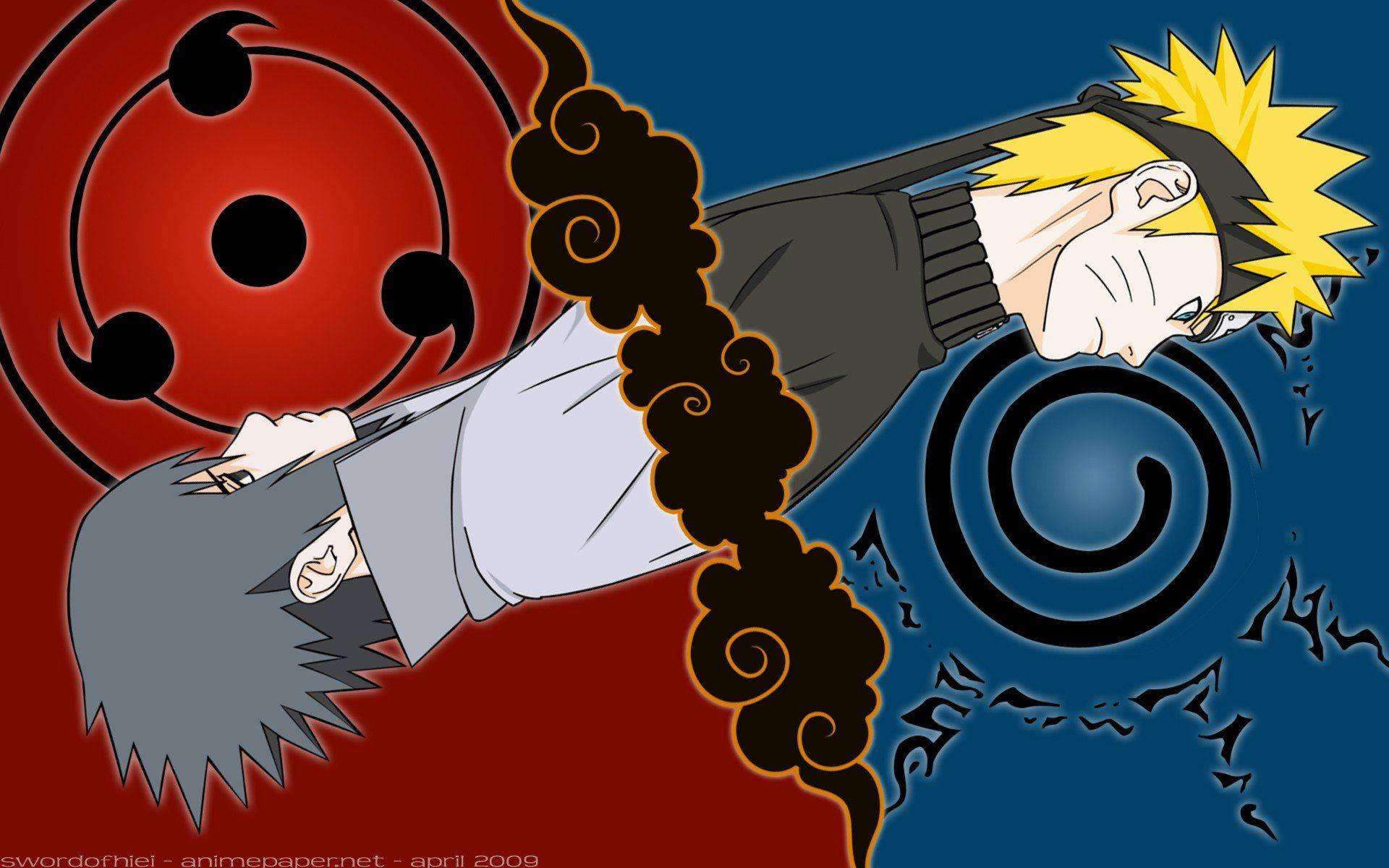 Naruto-symbolit Sasuke ja Naruto Taustakuvat