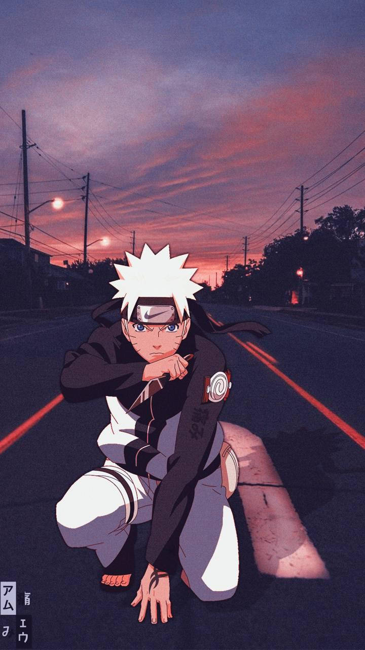 Naruto tyhjällä kadulla esteettinen Taustakuvat