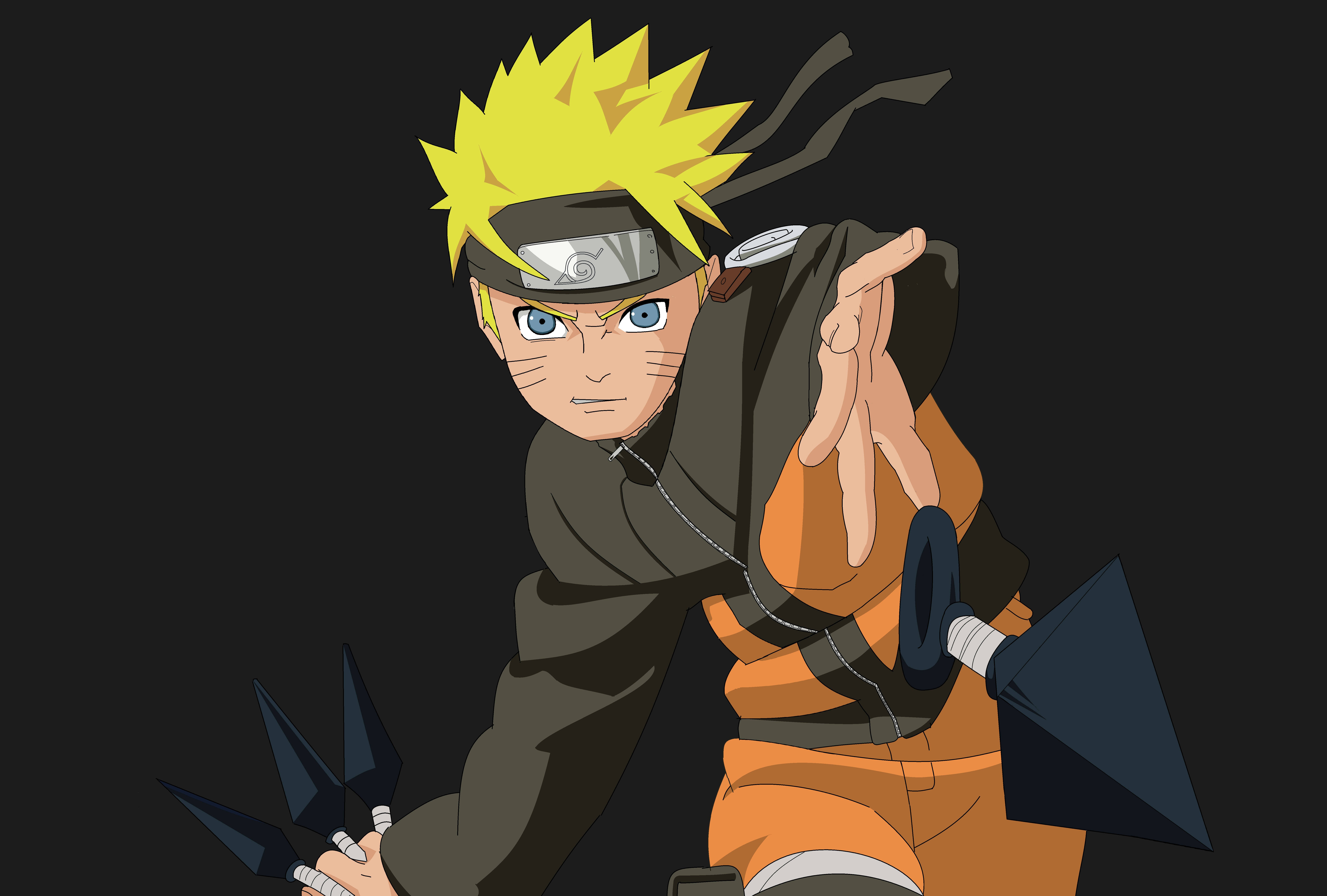 Naruto Uzumaki heittää kunai-taisteluveitsen Taustakuvat