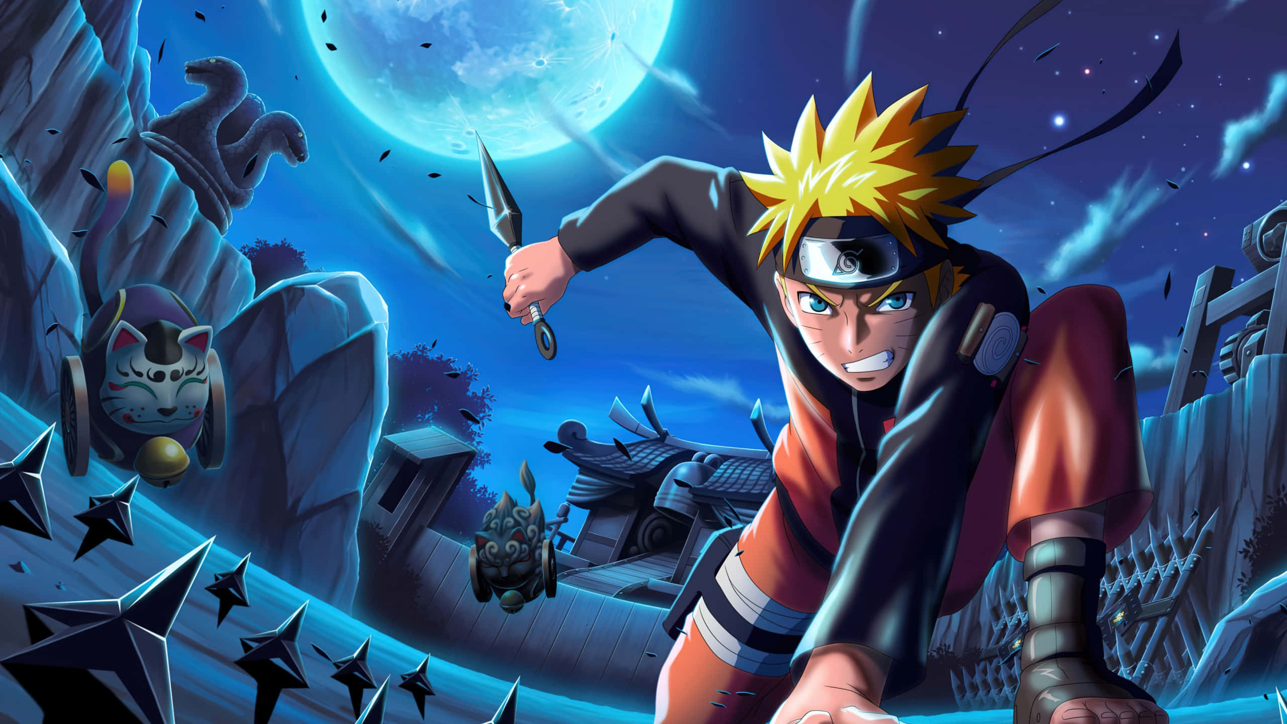 Naruto Uzumaki taistelee yöllä 4K Taustakuvat