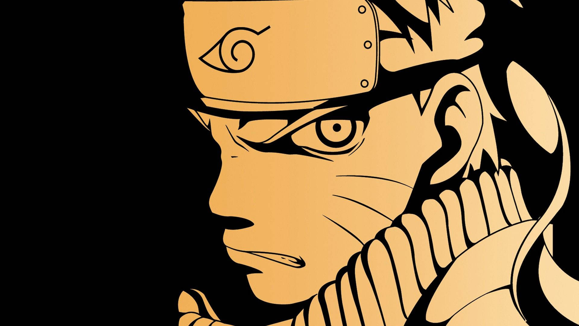 Naruto-piirros vintage-oranssissa taideteostaustakuvassa.
