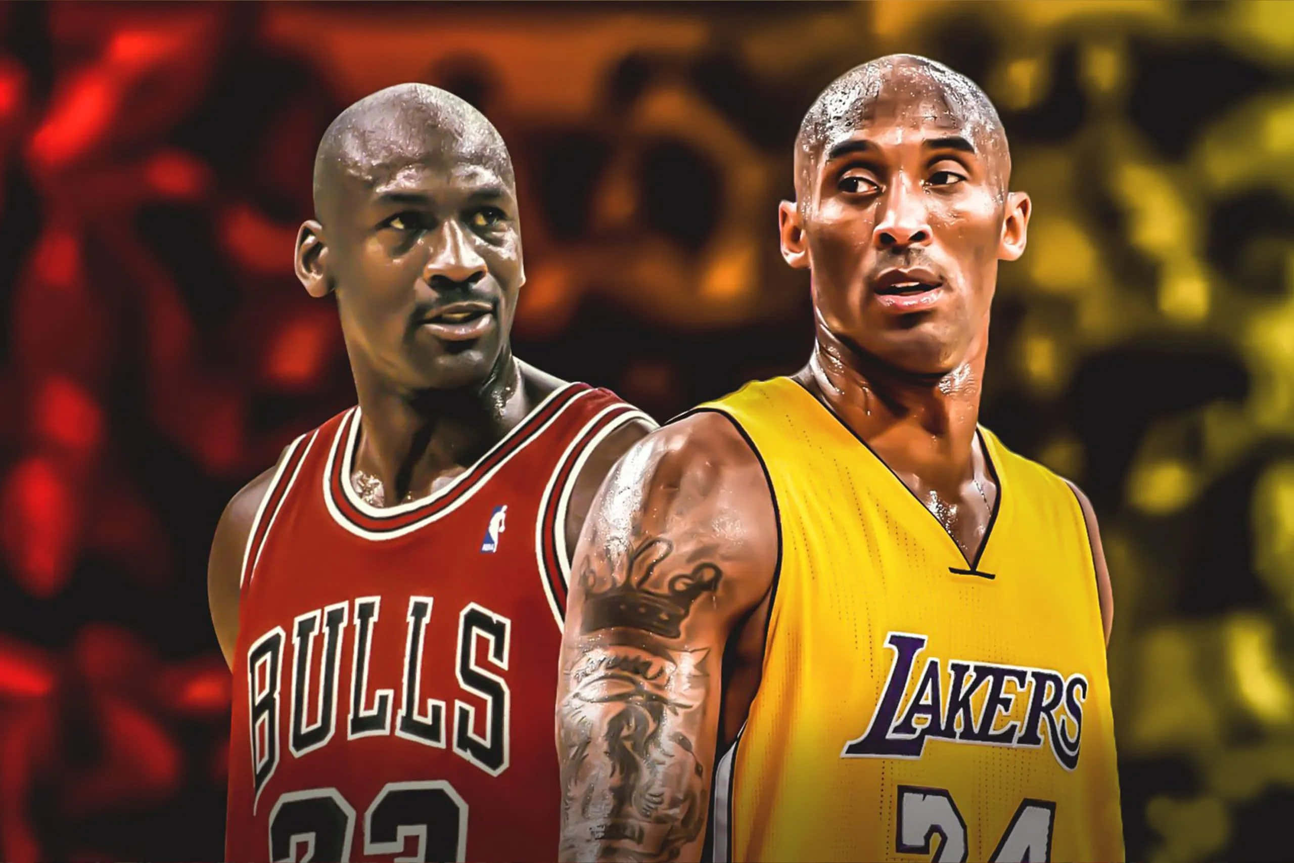 NBA-tähdet Kobe Bryant ja Michael Jordan digitaalinen kuvitus Taustakuvat