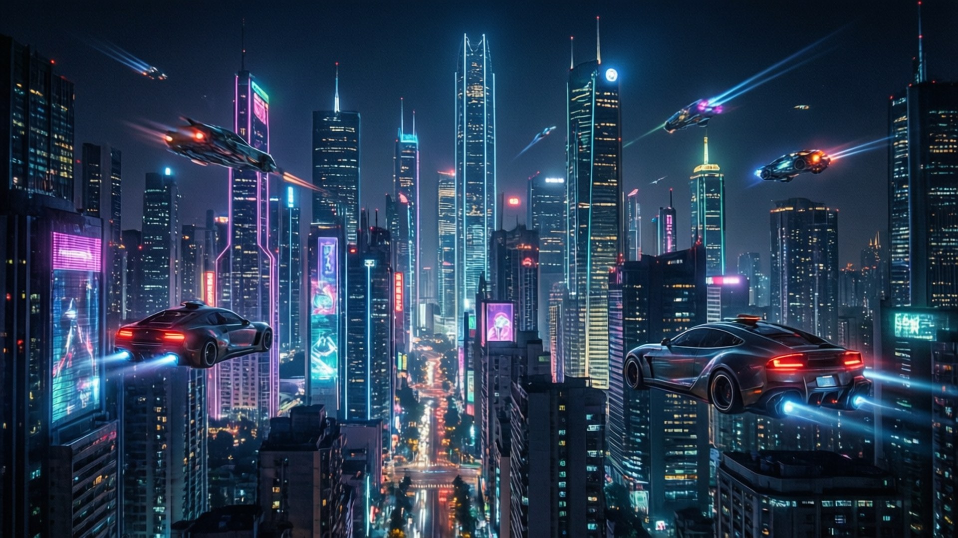 Neon Cyberpunk Kaupunki Taustakuvat
