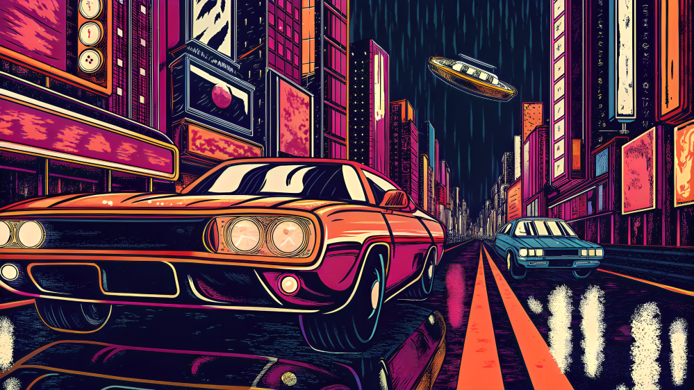 Neon Drift: Yökaupunkimaisema Taustakuvat
