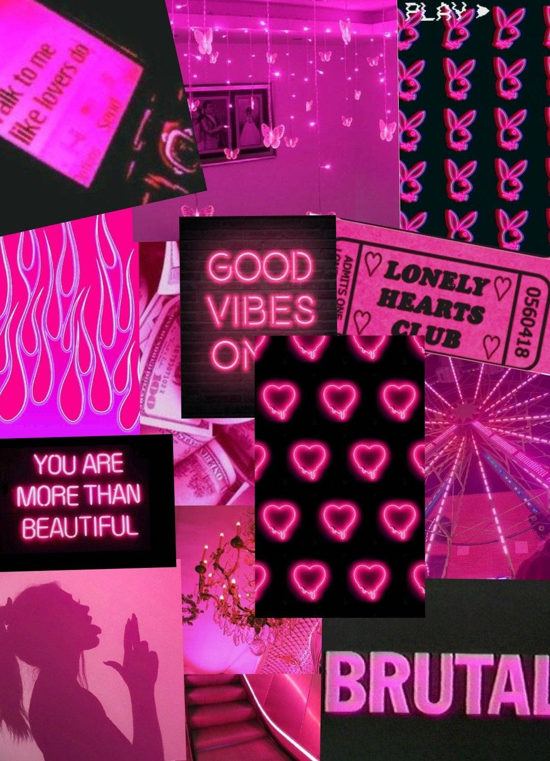 Neon pinkki ja musta kollaasi Taustakuvat