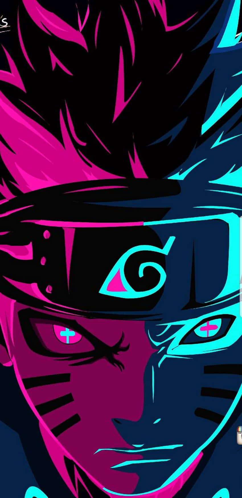 Neon pinkki ja sininen Naruto esteettinen puhelin Taustakuvat