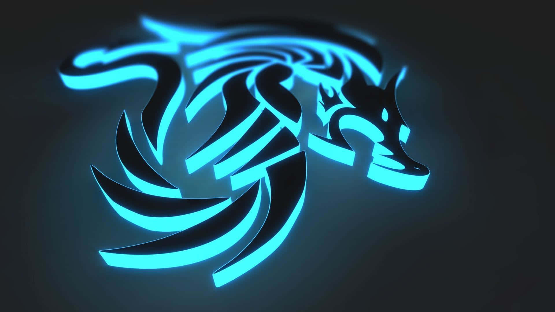 Neon sininen lohikäärme -logo tausta Taustakuvat