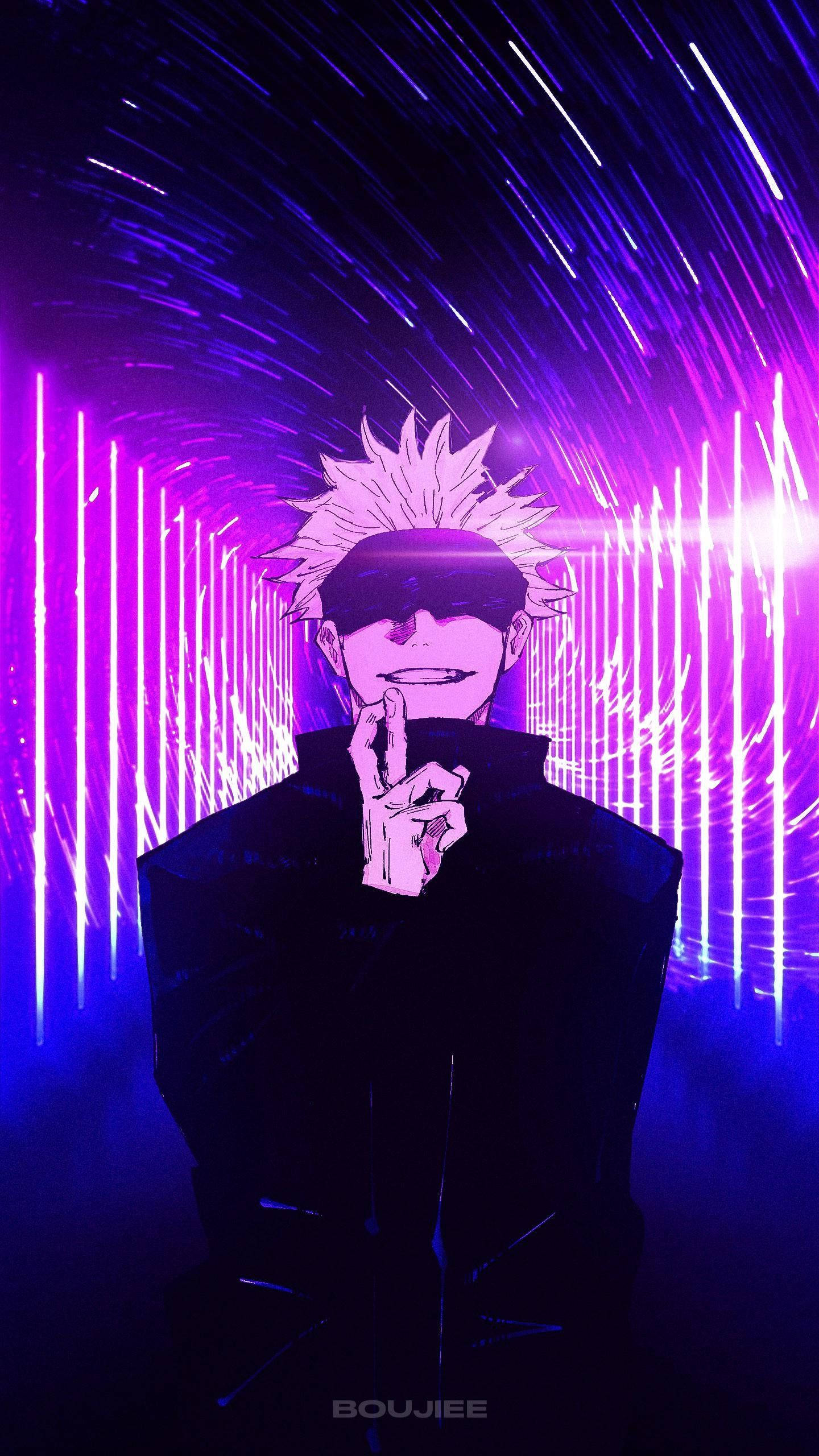 Neon violetti Satoru Gojo Jujutsu Kaisen puhelin Taustakuvat