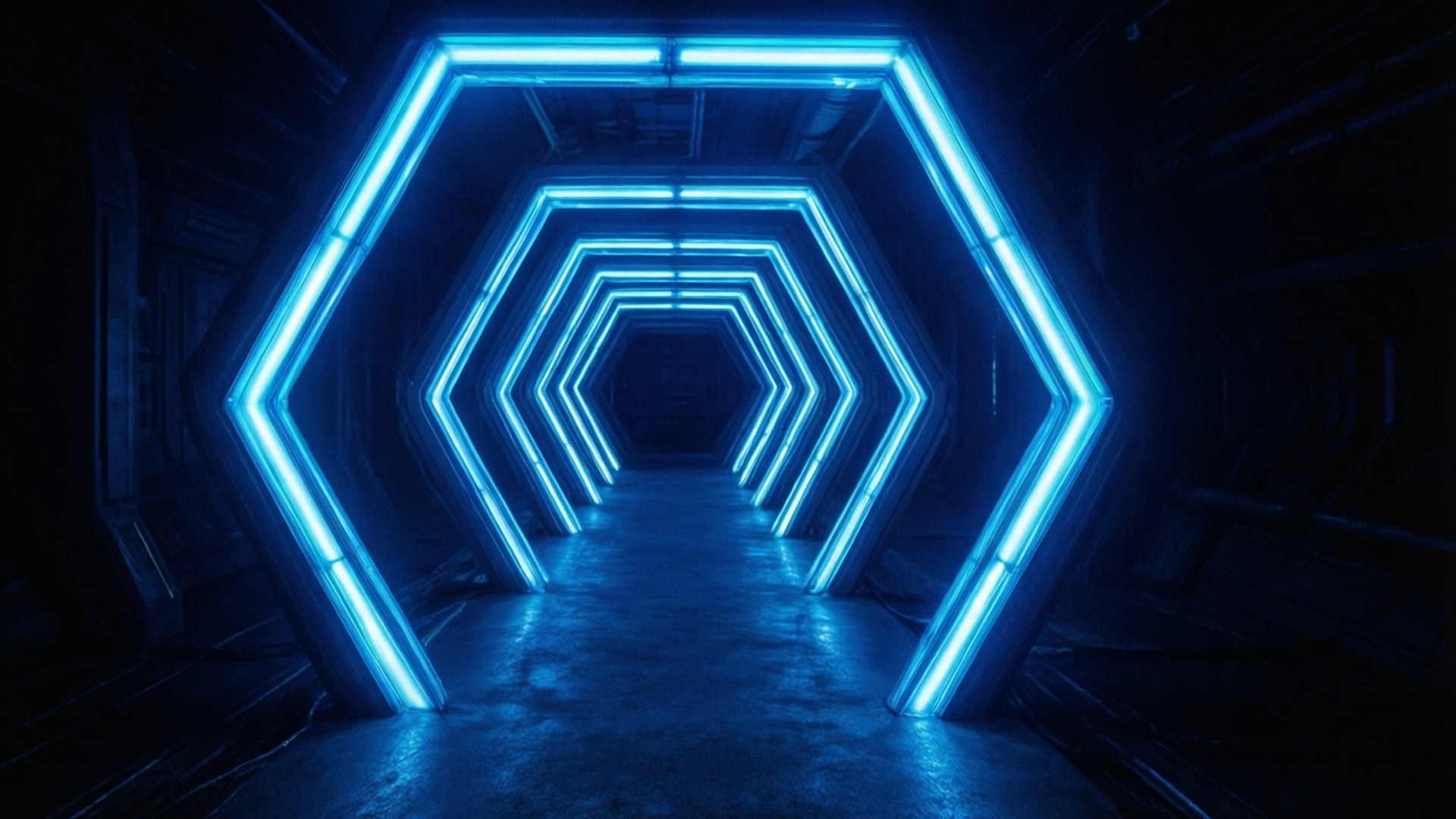 Neoninen kuusikulmainen tunneli Taustakuvat