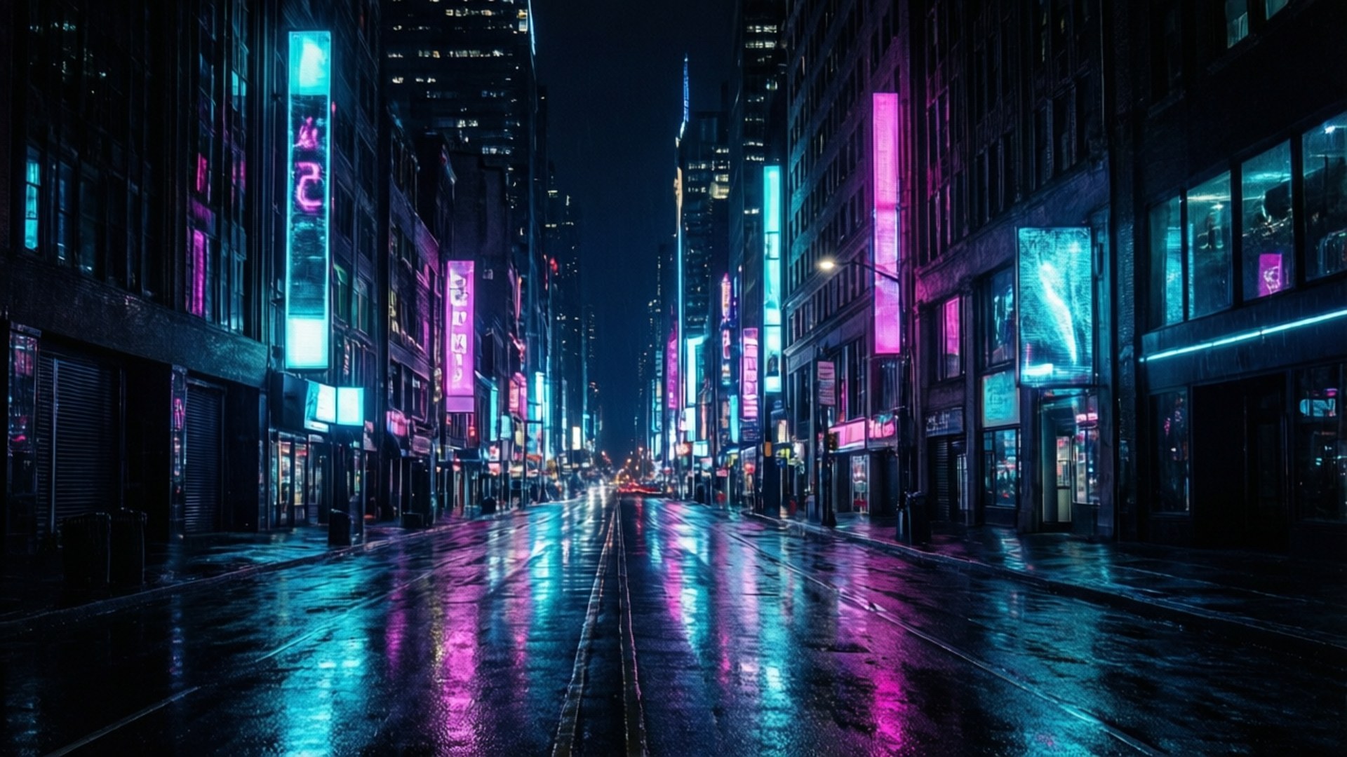 Neonkaupunkimaisema OLED Taustakuvat