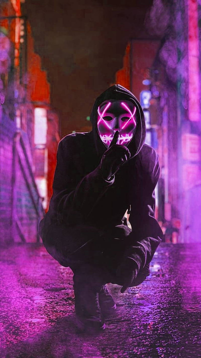 Neonmasker Mies Puhelin Taustakuvat