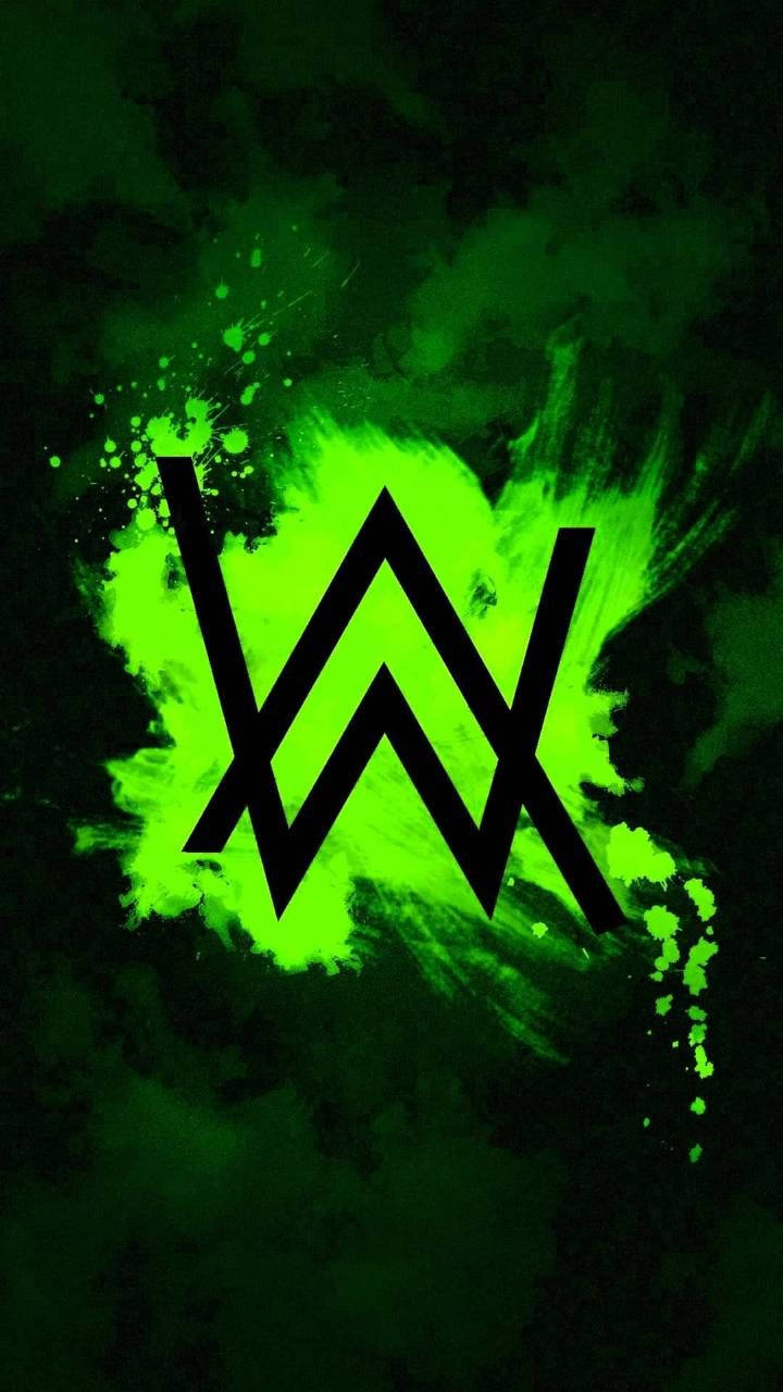 Neonvihreä ja musta Alan Walker -logo Taustakuvat