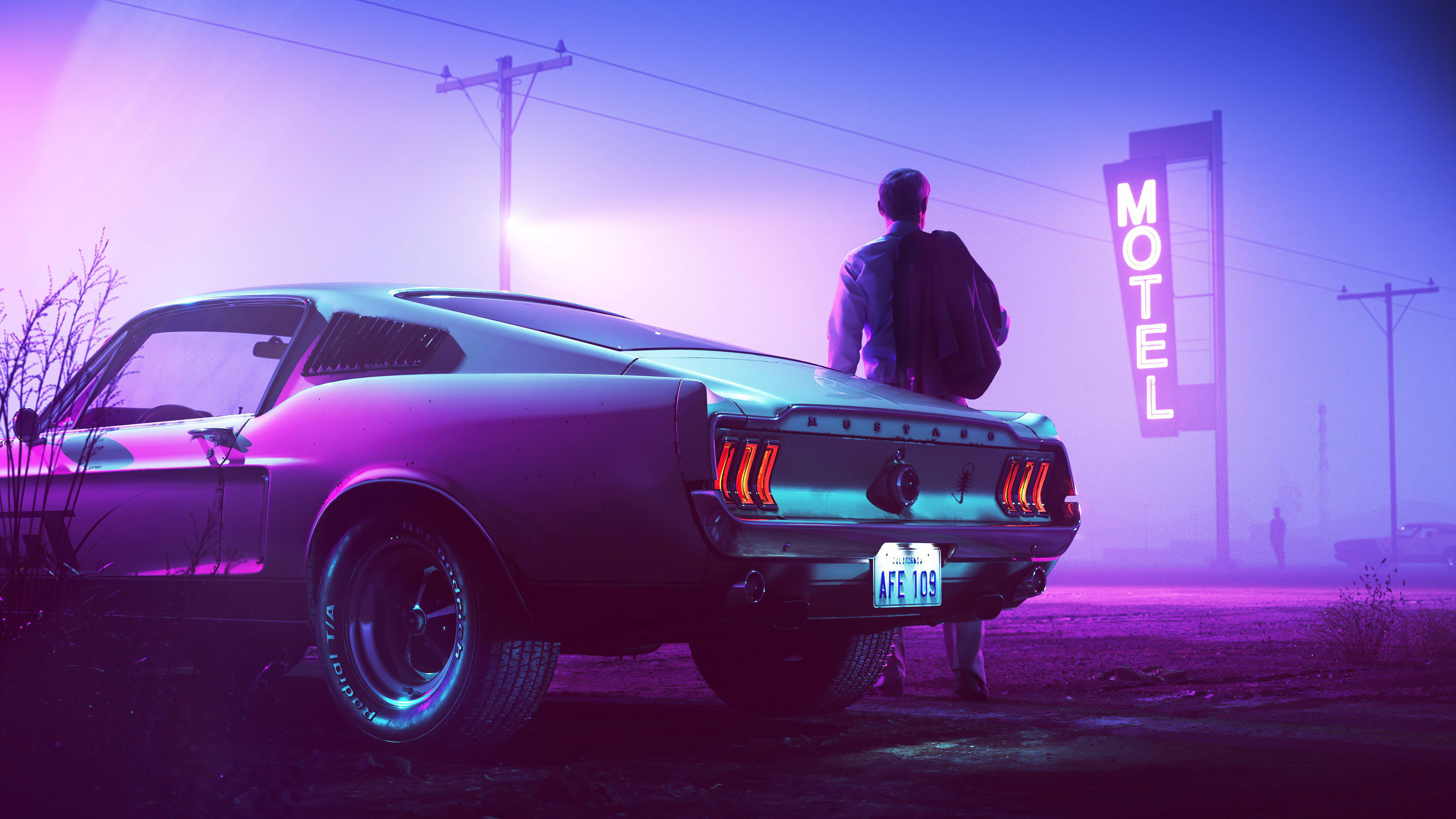 Neonvioletti esteettinen Ford Mustang Taustakuvat