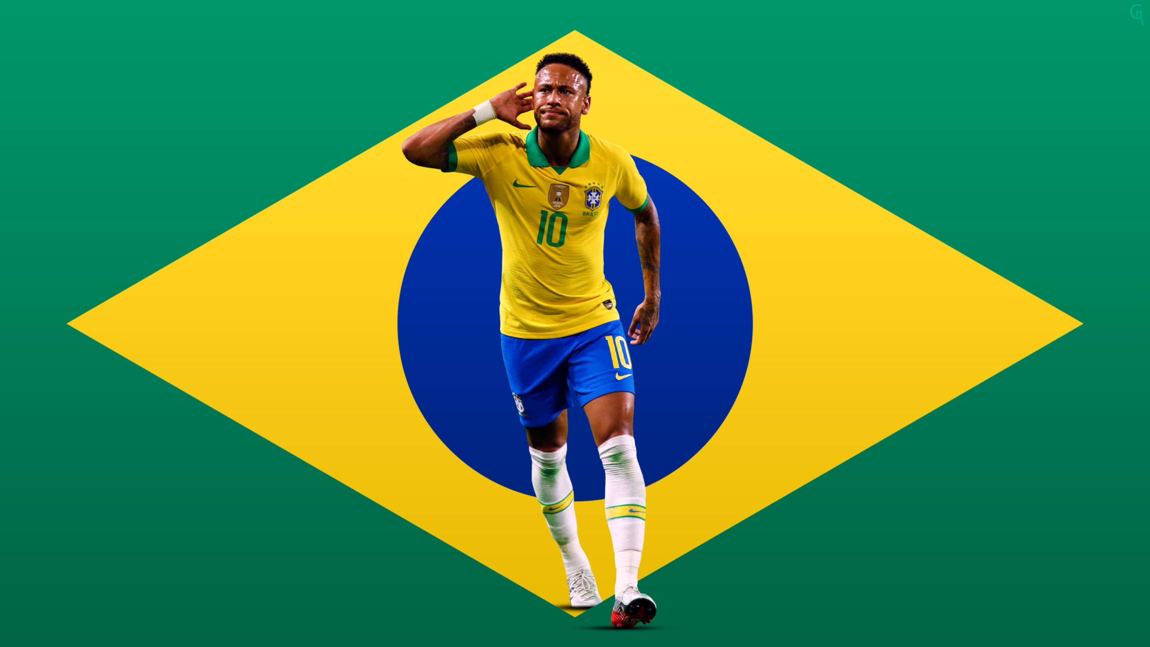 Neymar 4K Yksinkertaistetulla Brasilian Lipulla Taustakuvat