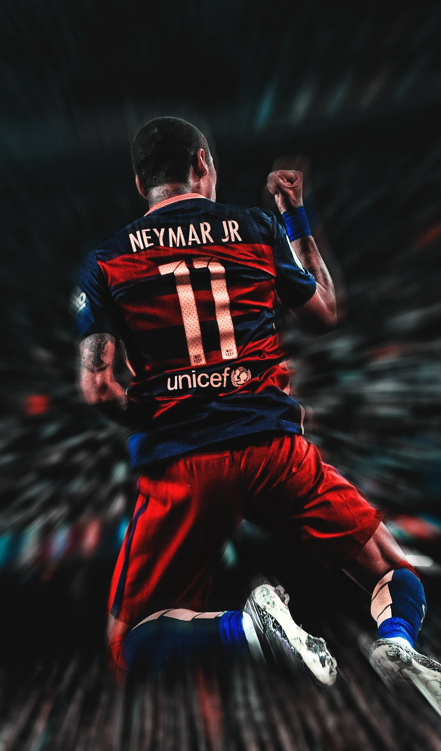 Neymar Jr. hyppäämässä toiminnan keskellä
