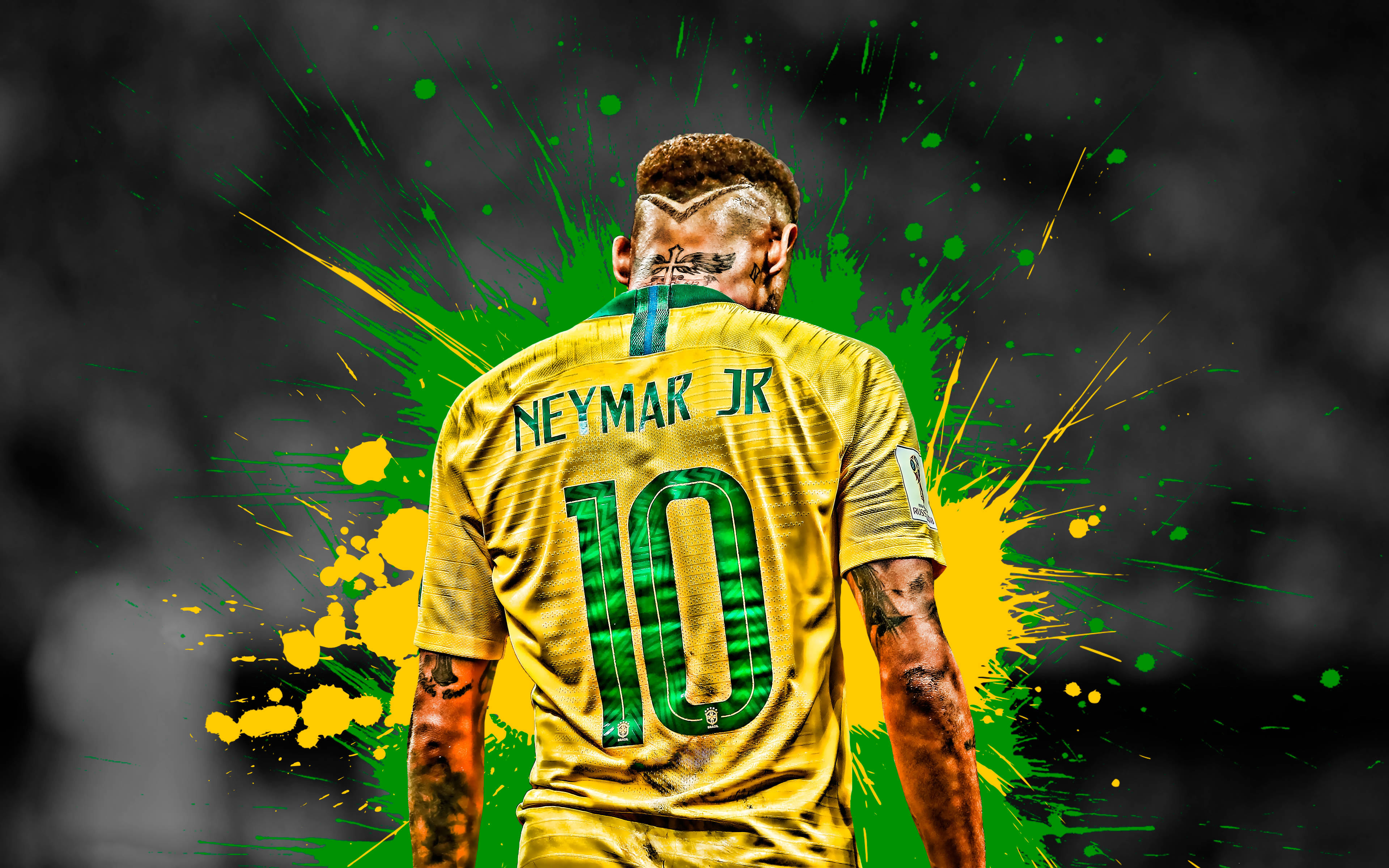 Neymar Jr Keltainen Vihreä Roiskekuvio Taustakuvat