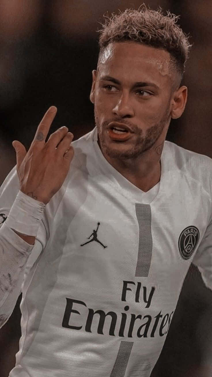 Neymar Jr. palloa ohjaamassa. Taustakuvat
