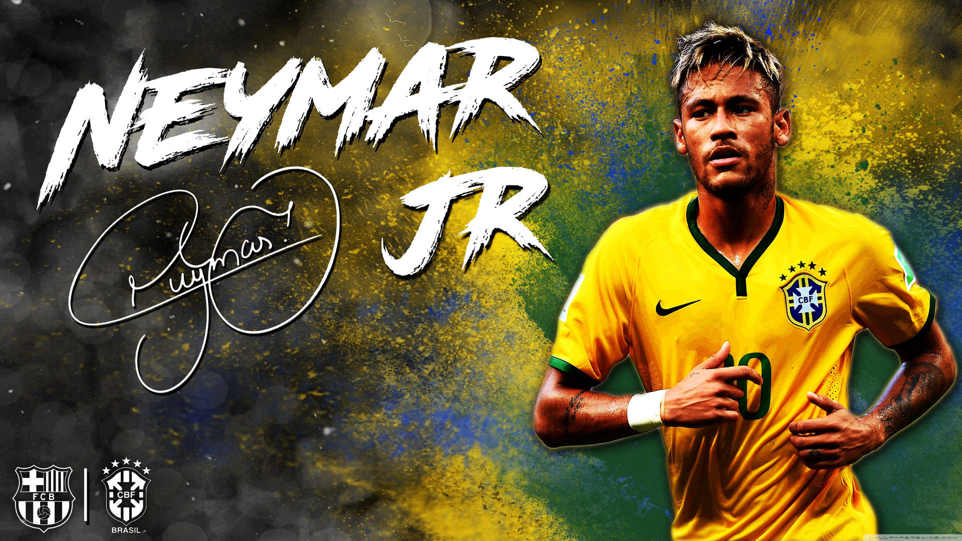 Vihreä ja keltainen Neymar-fanitaidetta taustakuva