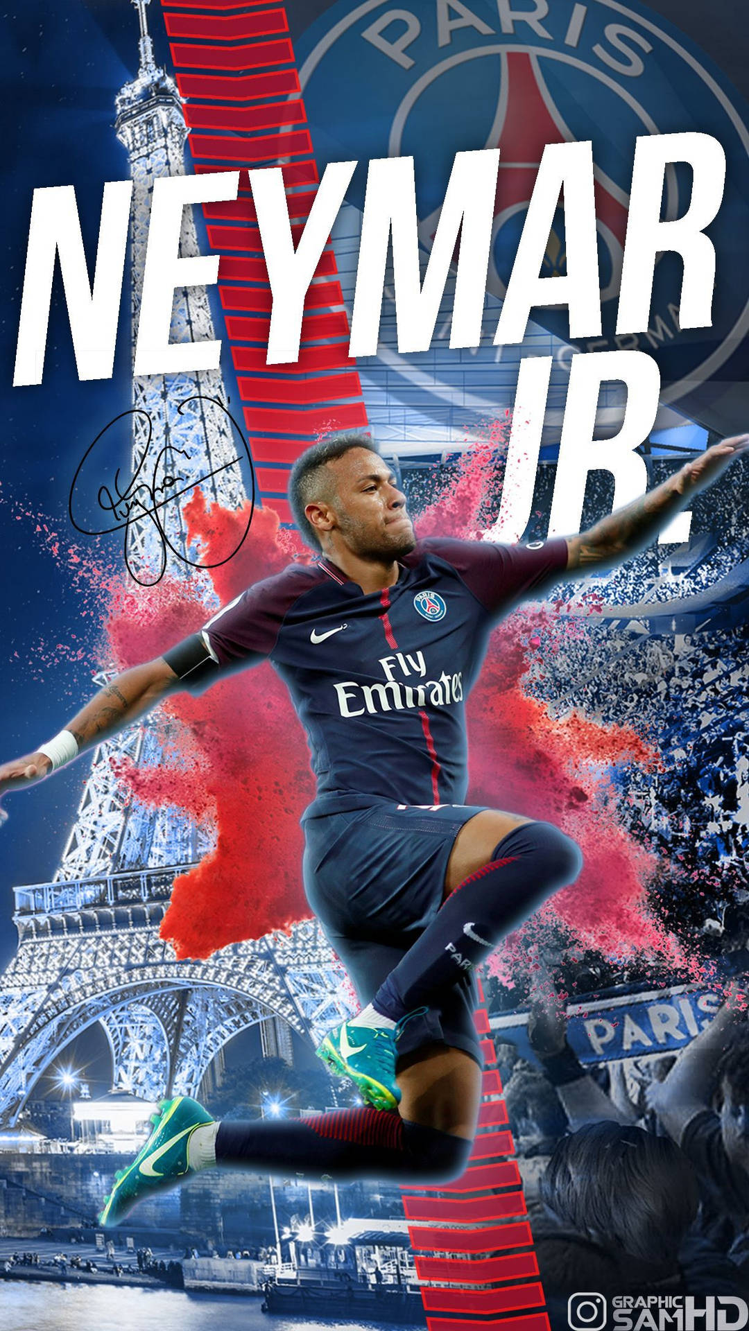 Sininen ja punainen Neymar-fanitaidetta taustakuva