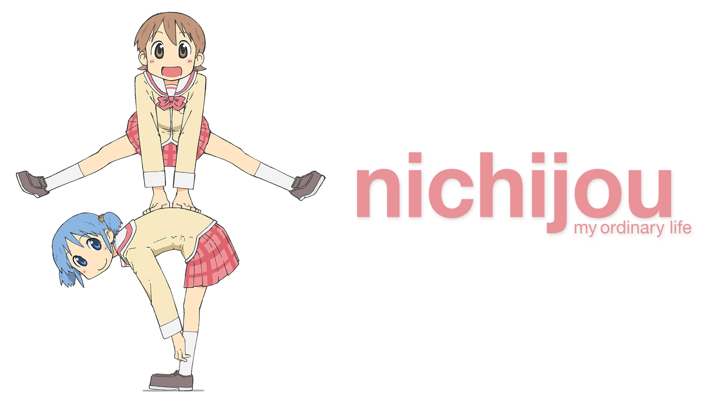 Nichijou Leikkiminen Valkoisella Taustalla Taustakuvat