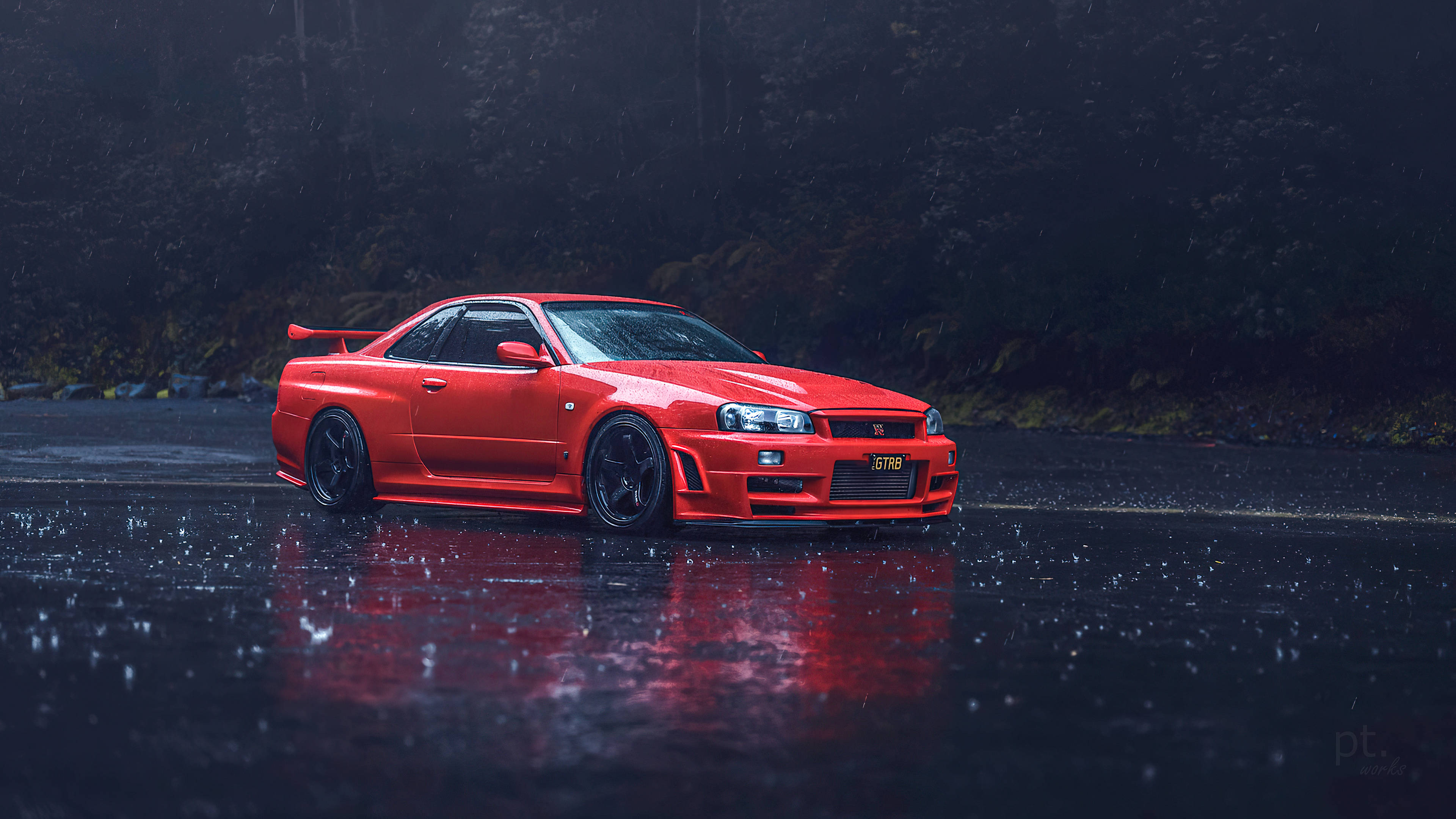 Nissan Skyline GTR R34 Sateinen Maisema Taustakuvat