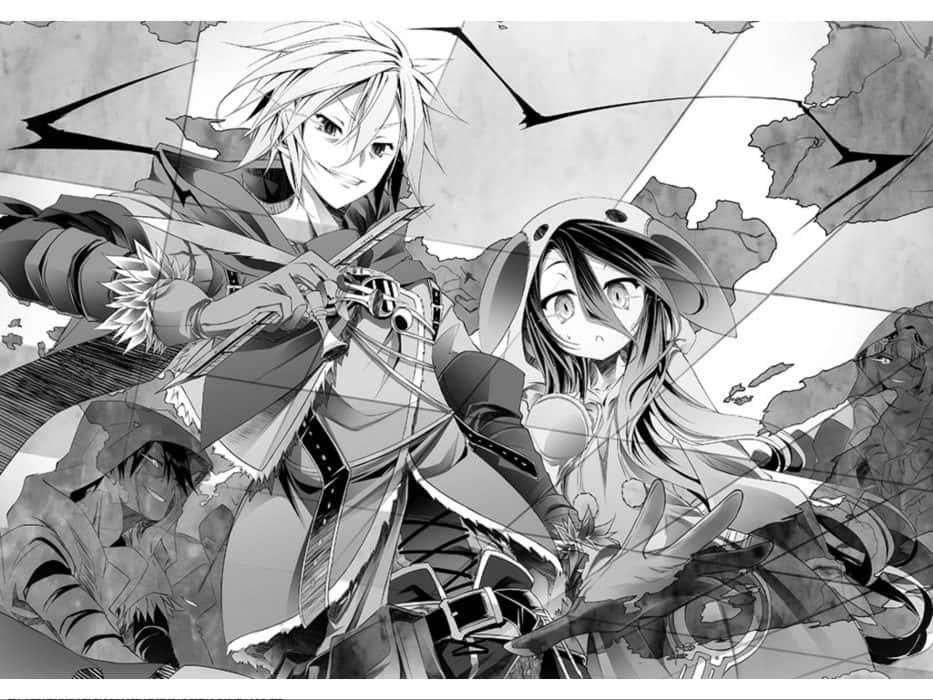 No Game No Life Sora Shiro harmaa kuva Taustakuvat