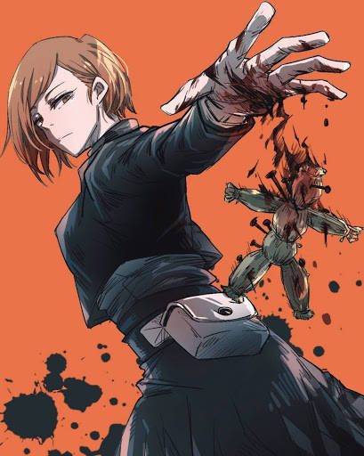 Nobara Kugisakin olkinukke Jujutsu Kaisen -taustakuvassa.