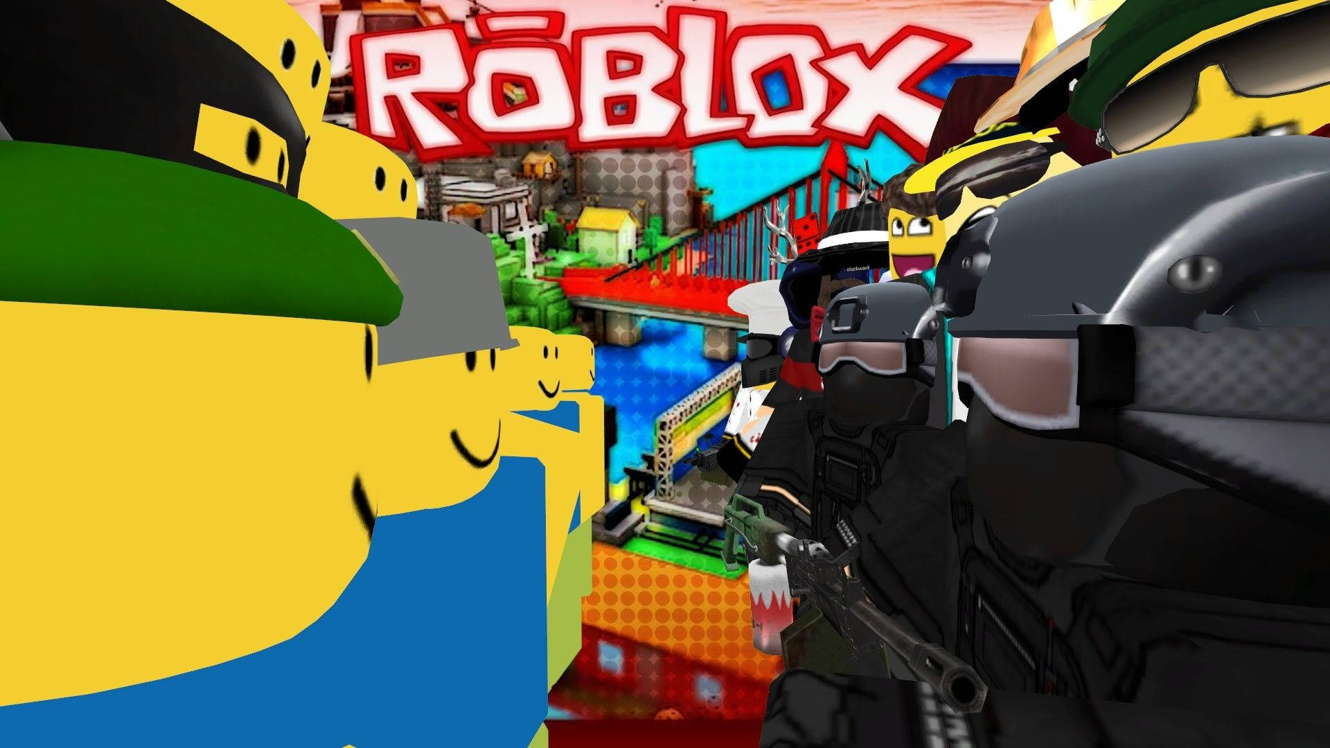 HD-laatuinen taustakuva hahmojen kohtaamisesta Roblox-verkkopelissä