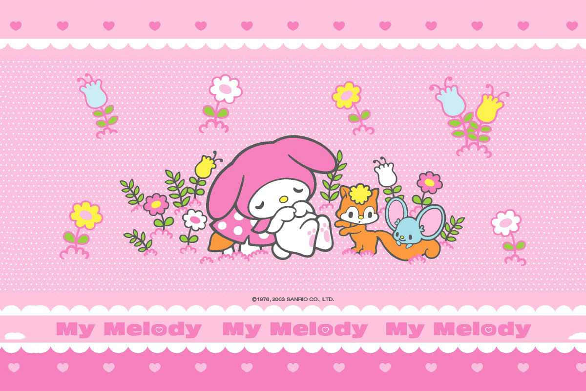 Nukkuva My Melody -työpöytä kukkien kera Taustakuvat