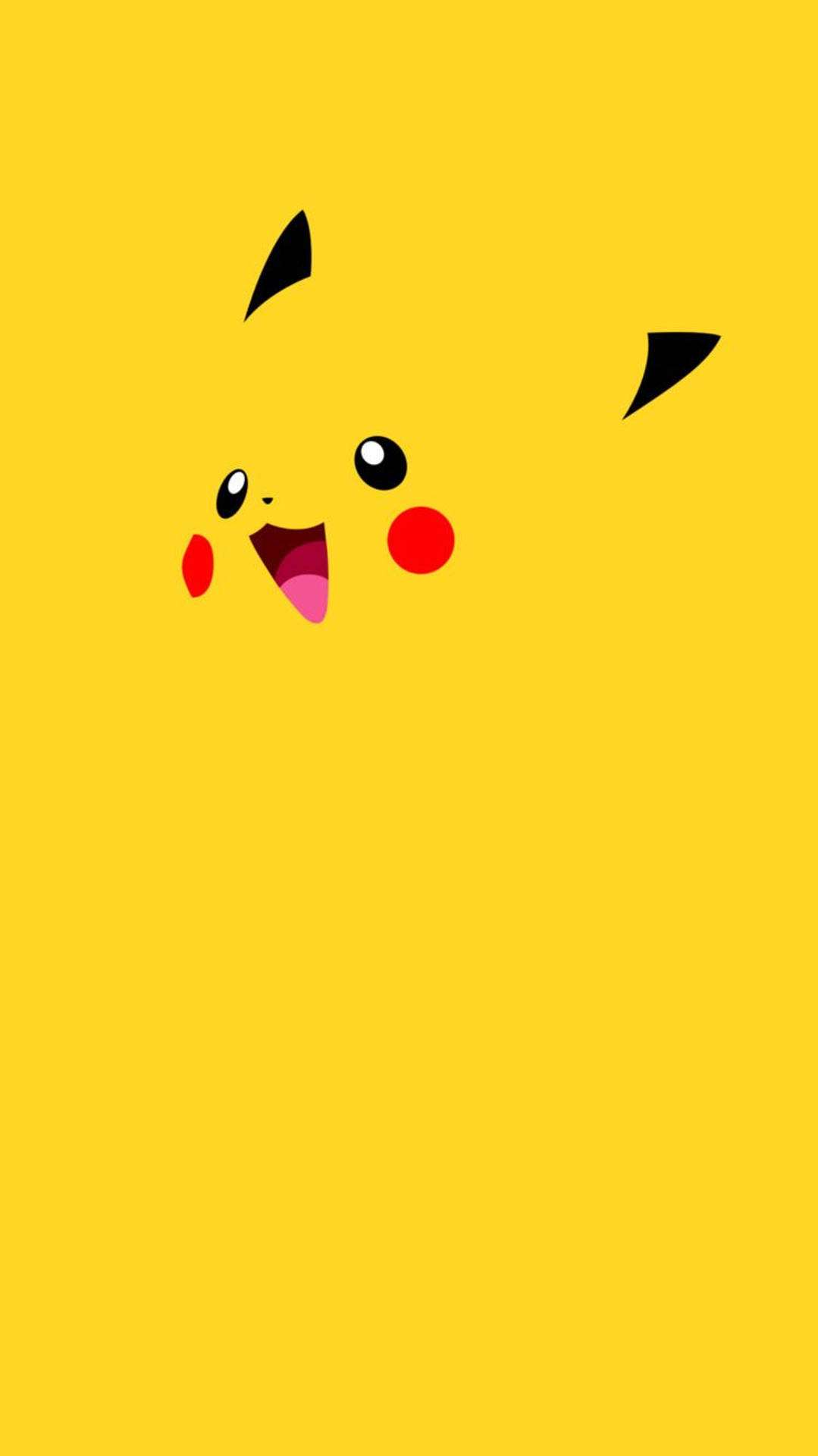Pikachu-taustakuva, jossa Pikachun kasvot sulautuvat keltaiseen taustaan.