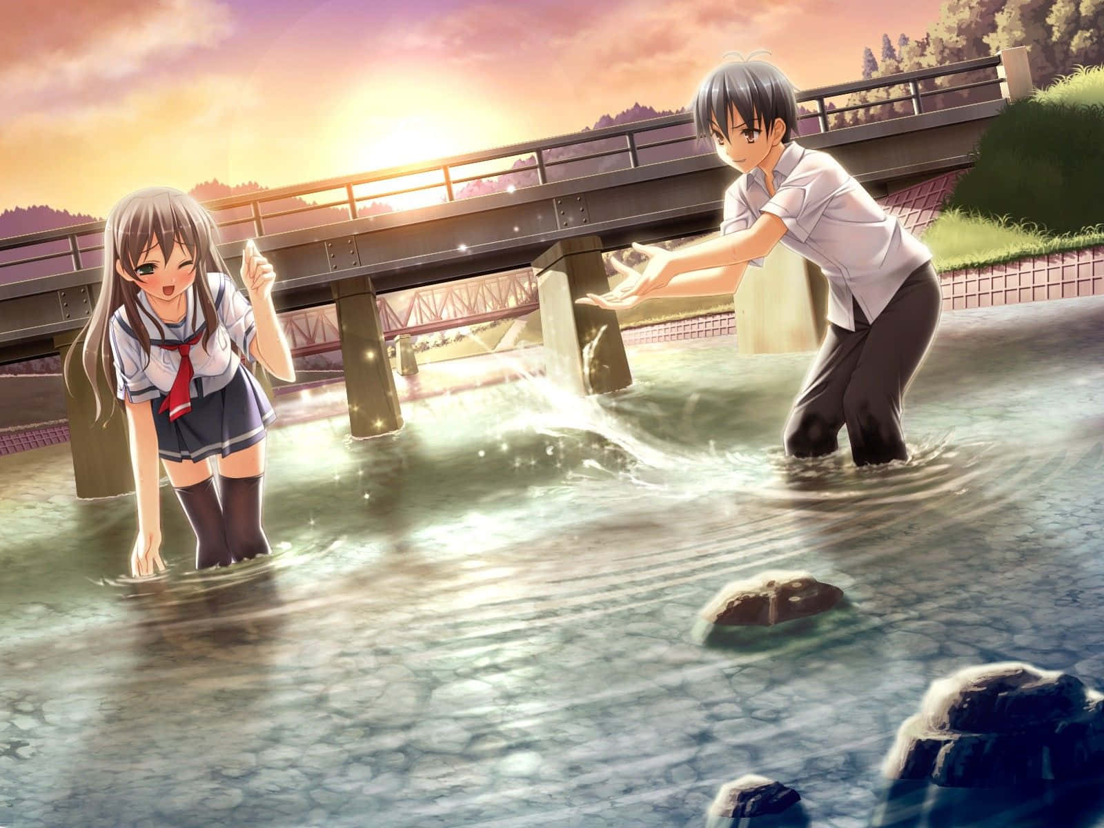 Nuori anime-pari syleilemässä toisiaan Taustakuvat