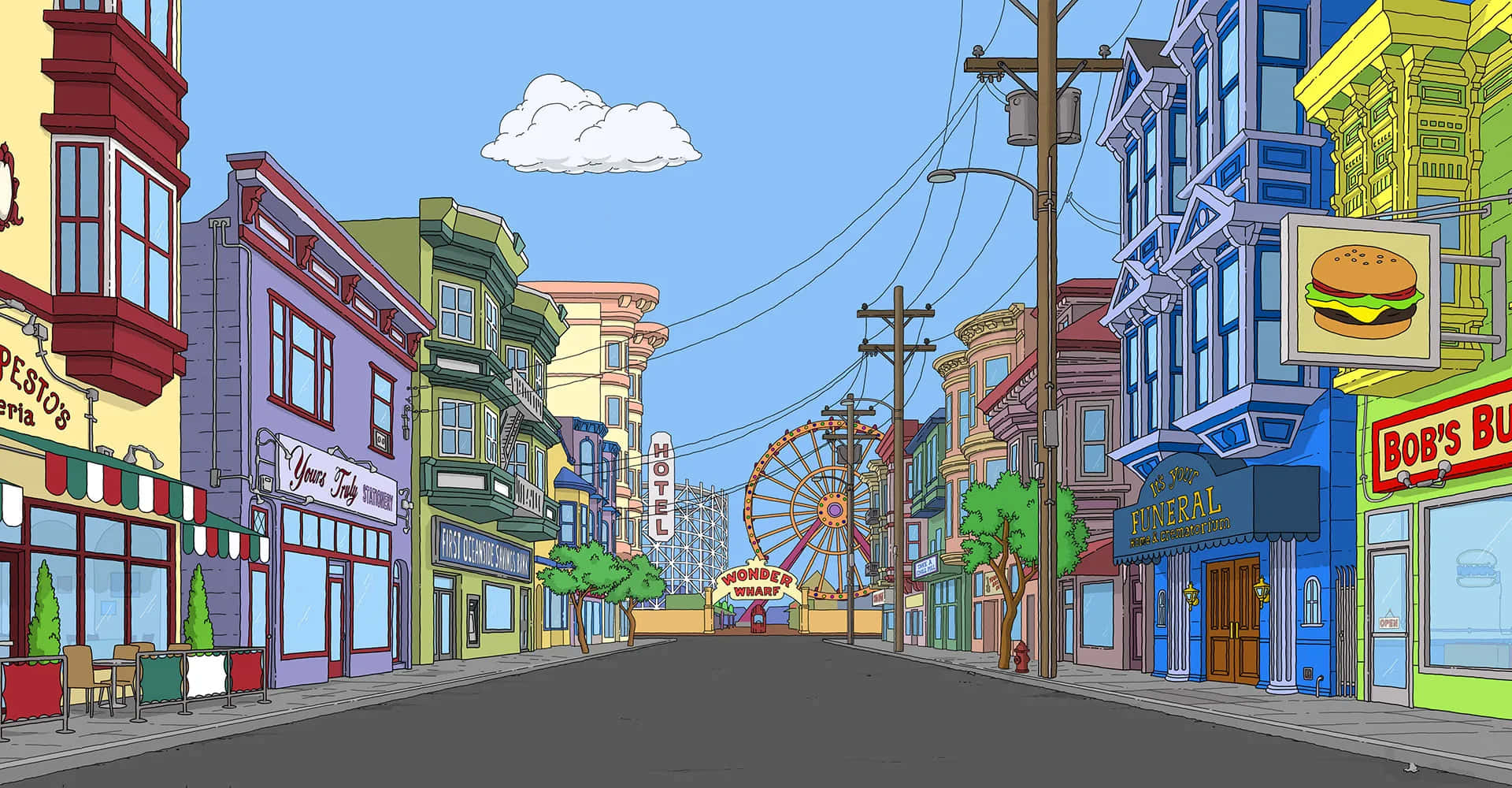 Ocean Avenue Street Bob's Burgers -taustakuva Taustakuvat